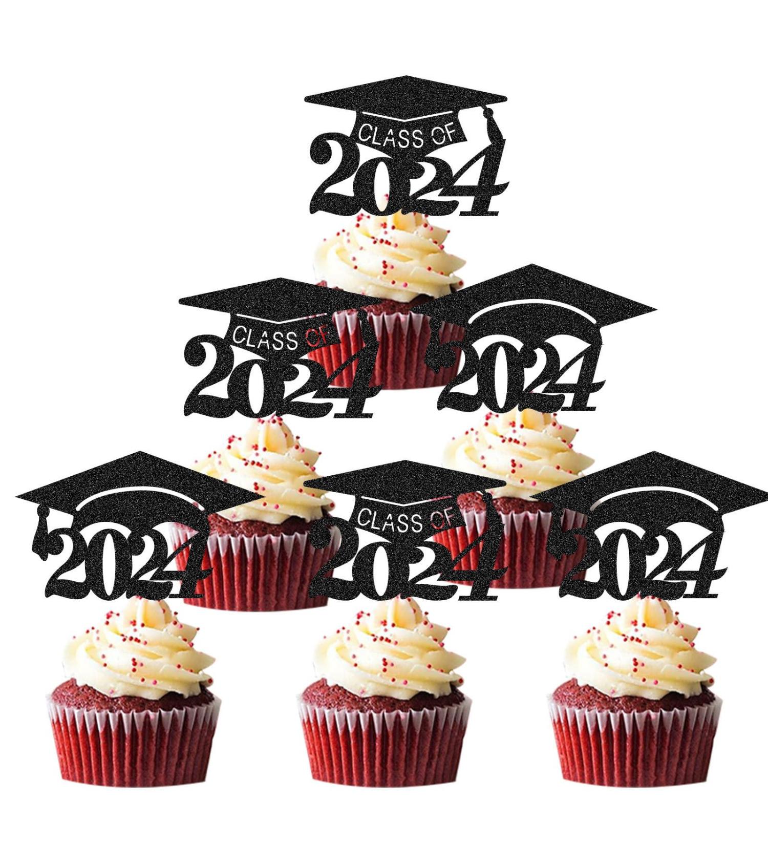 24Pcs 2024 Graduation Cupcake Toppers - Graduation Cake Decorations Class of 2024 Congrats Grad 2024 Cap Cupcake Picks for 2024 Graduation Party Supplies Black - Buy Online on SooperMarket.com