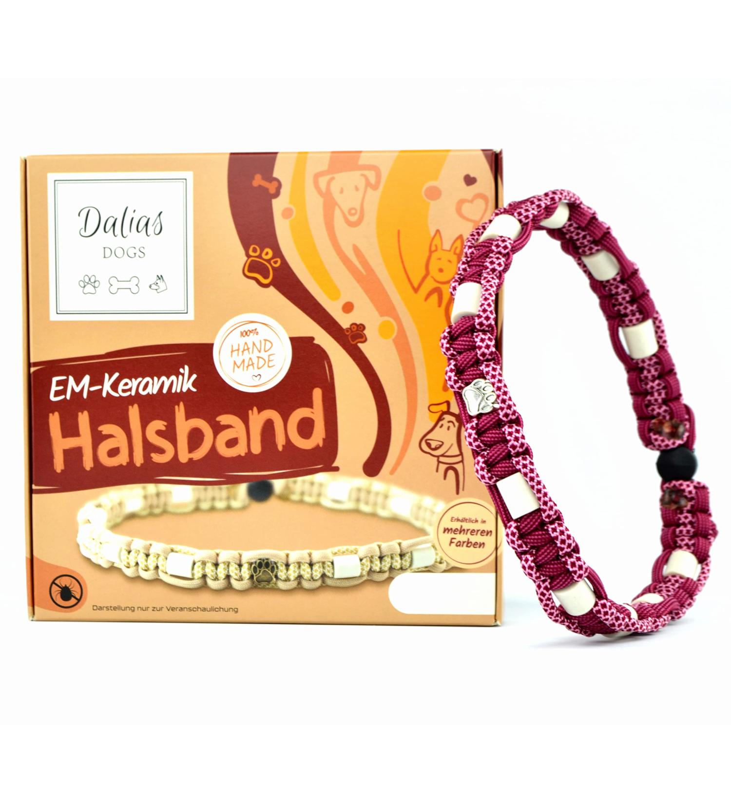 Custom EM Ceramic Collar for Dogs & Cats | Made to Measure with Original US Paracord (61-70 cm Raspberry) - International Shipping - Buy Online on SooperMarket.com