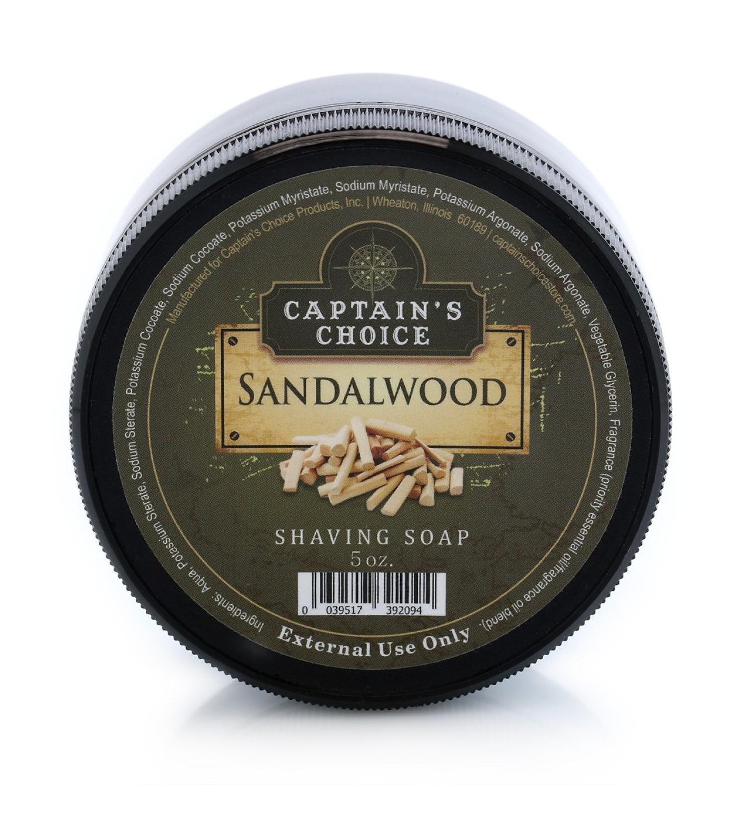 Captain's Choice Sandalwood Shaving Soap - 5 Ounces | Premium Shaving Cream for a Smooth Shave | International Shipping Available - Buy Online on SooperMarket.com
