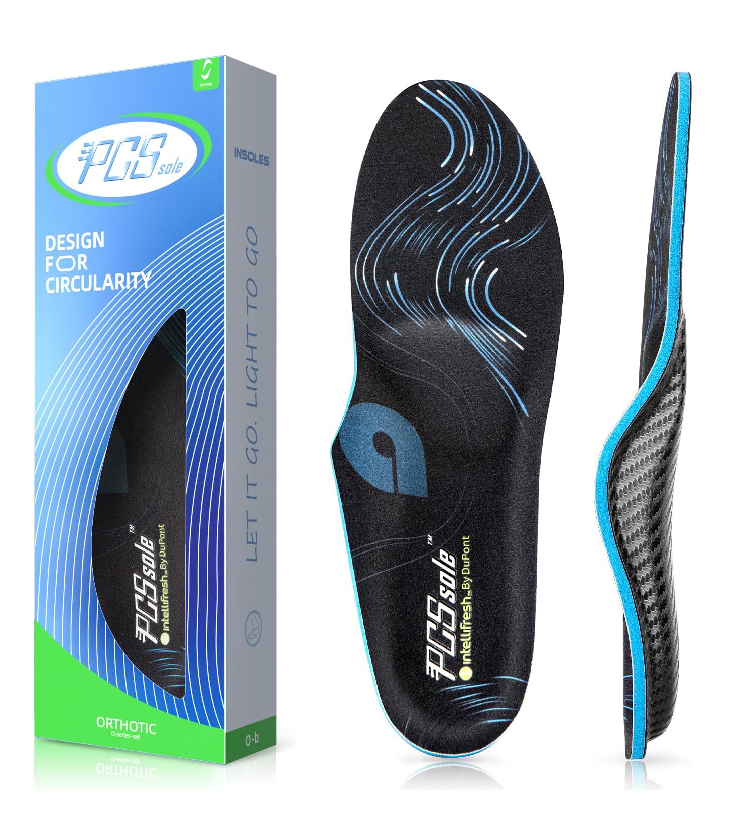 PCSSole Orthopedic Insoles for Work & Sports - Comfort Shoe Inserts for Flat Feet Plantar Fasciitis & Foot Pain - EU47-48 (30.5cm) - Adjustable Fit for Men & Women - Black - Buy Online on SooperMarket.com