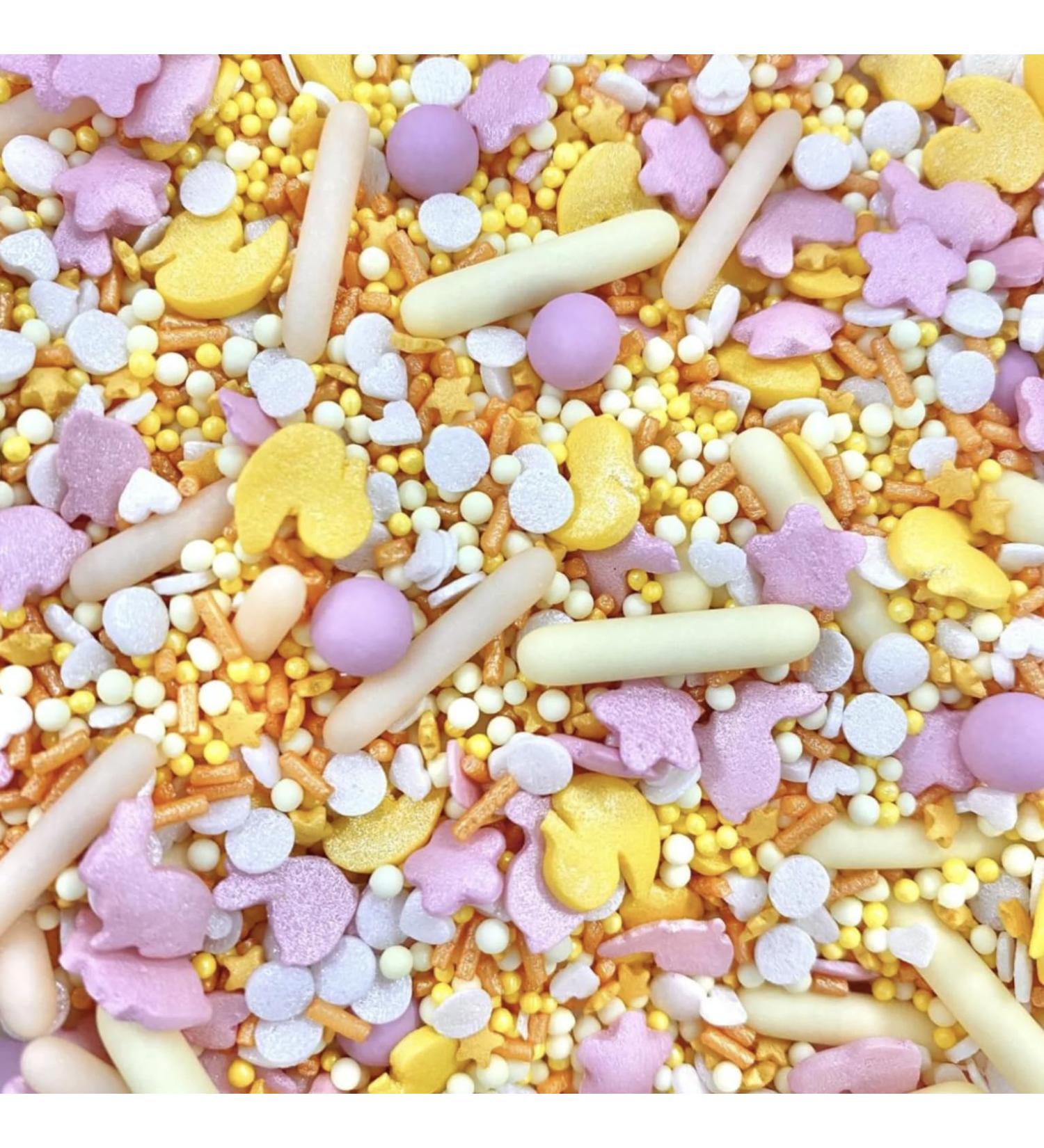 Easter sprinkles for cakes cupcake edible toppers yellow lemon pink white orange sprinkle mix blend bunny rabbit chick bunnies pearls party decoration baking biscuits topper chocolate balls CUTE CHICK - Buy Online on SooperMarket.com