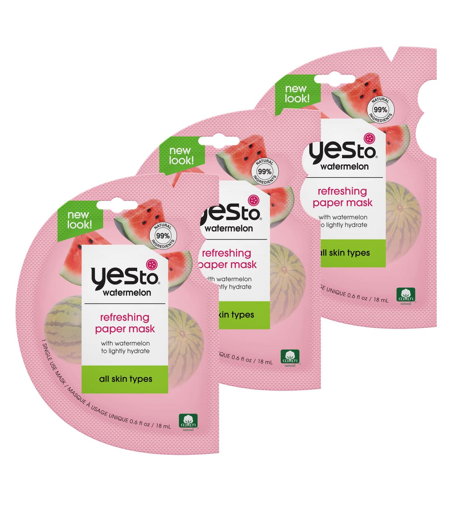 Yes To Super Fresh Watermelon Paper Mask - 3 Count | Hydrating Face Masks for All Skin Types - Shop Internationally - Buy Online on SooperMarket.com