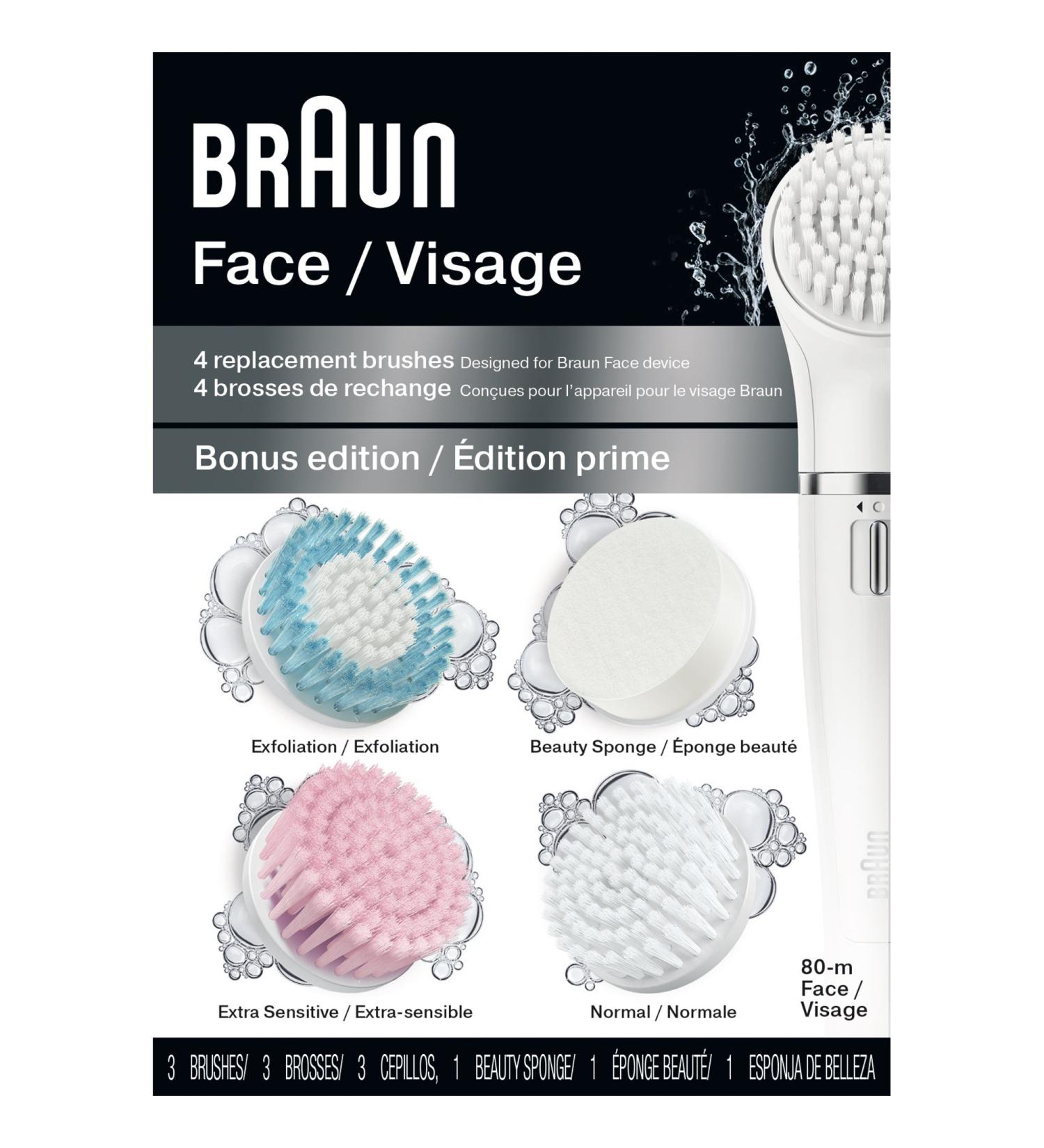 Braun Face 80M - Variety Brush Refills 4 Count for Mini-Facial Epilator and Cleansing Brush - Buy Online on SooperMarket.com