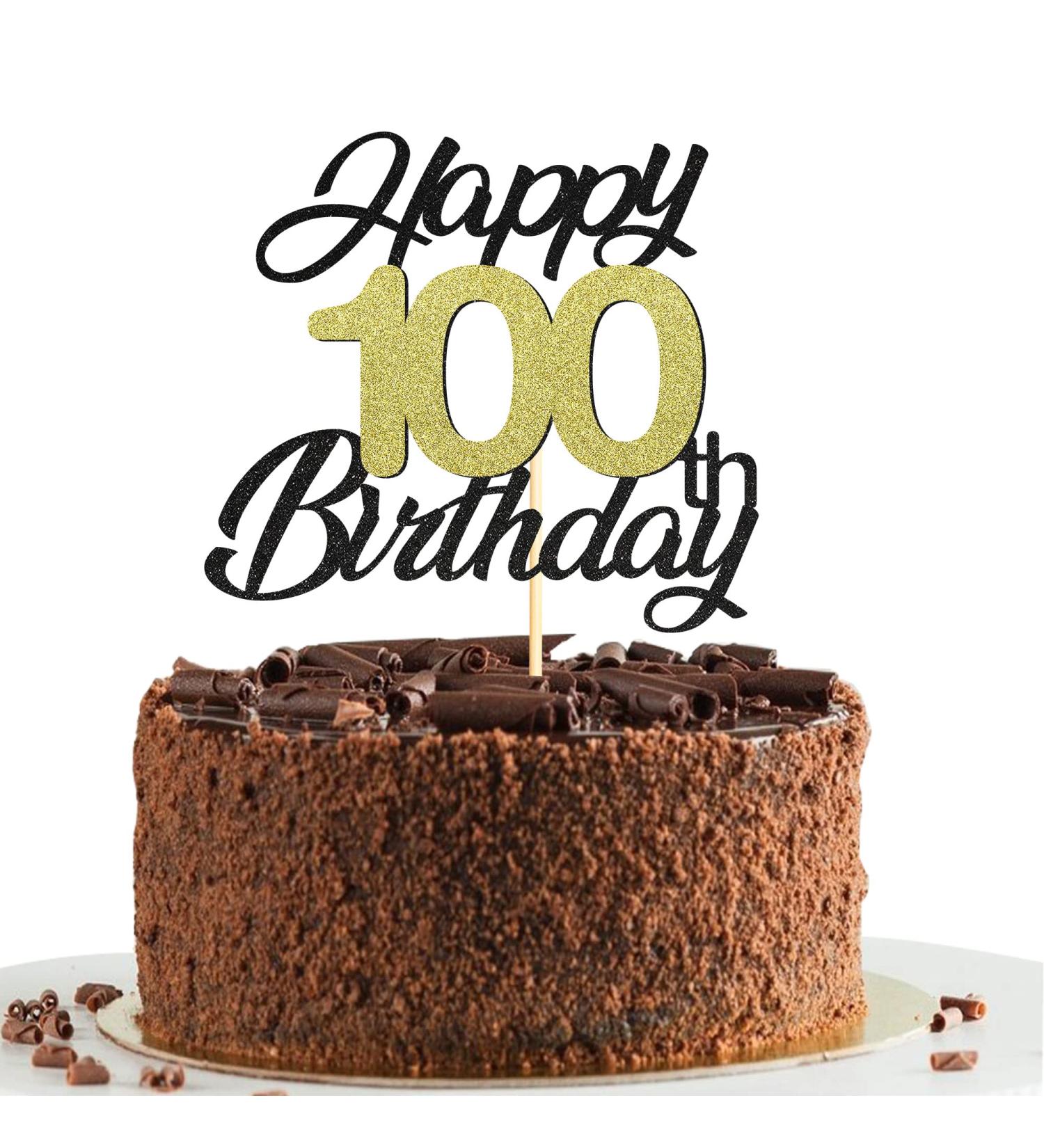 Sumerk 100 Cake Attachments for 100th Birthday Party | Gold & Black Decoration Accessories | Perfect for Celebrations - Buy Online on SooperMarket.com