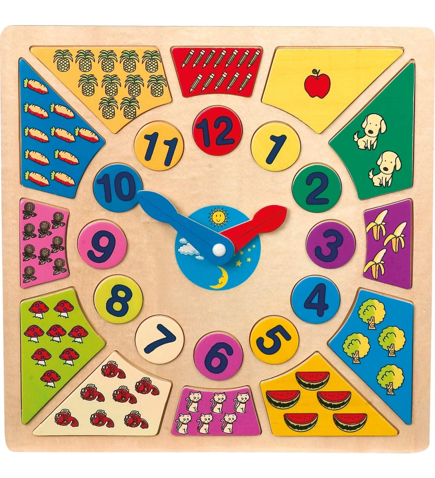 Buy Small Foot 1828 Colorful Wooden Learning Clock Fun & Educational Toy for Kids 3+ | International Shipping Available - Buy Online on SooperMarket.com