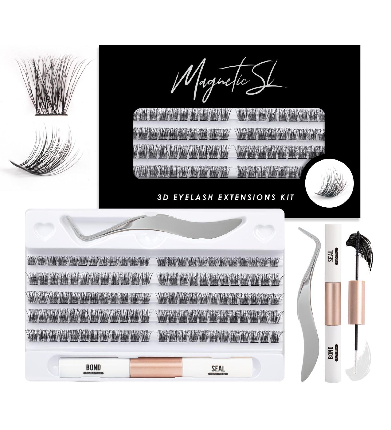 Individual 120 Cluster 3D False Eyelashes Kit | Natural Look D Curl Reusable Lash Extensions | DIY Mix 10-16MM Eyelash Clusters - Buy Online on SooperMarket.com