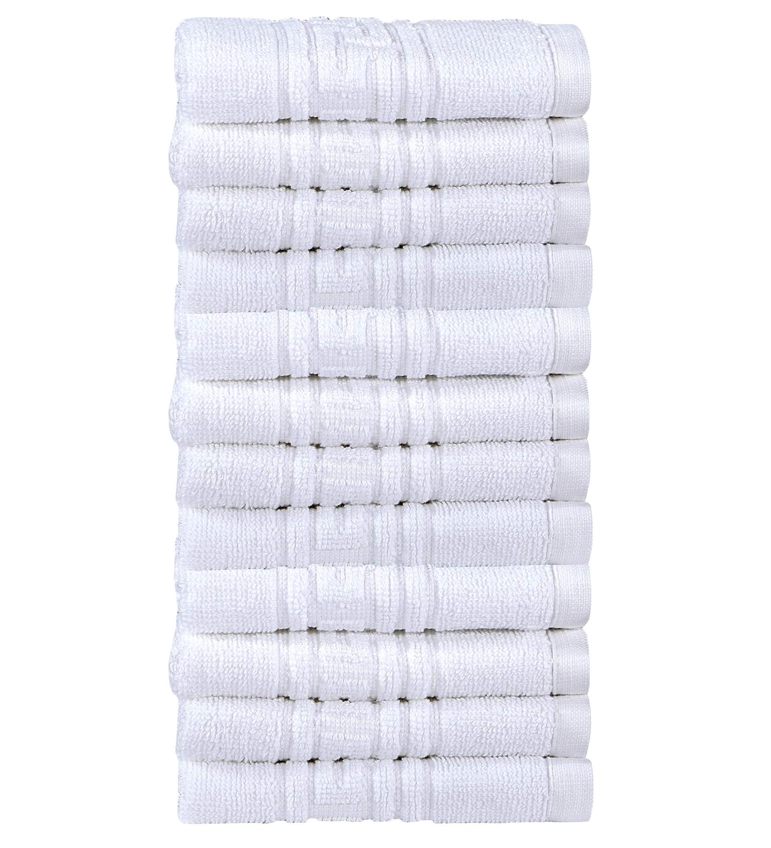 Set of 12 White Quick Dry 100% Cotton Washcloths - Soft & Absorbent - Buy Online on SooperMarket.com