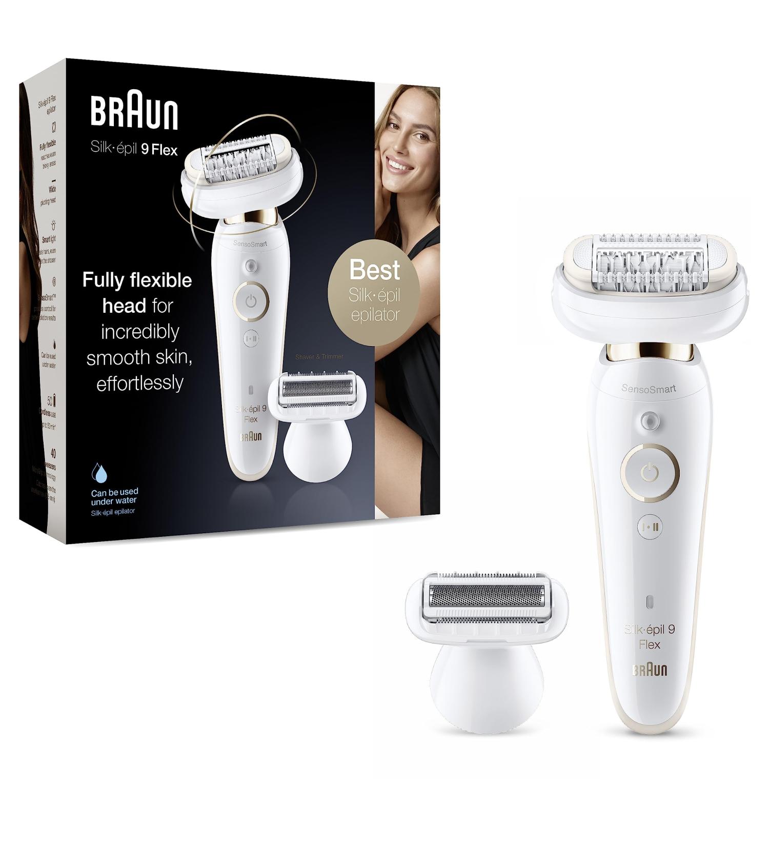 Buy Braun Silk- pil 9 Flex Epilator for Women - 5 Attachments Flexible Head White/Gold | International Shipping Available - Buy Online on SooperMarket.com