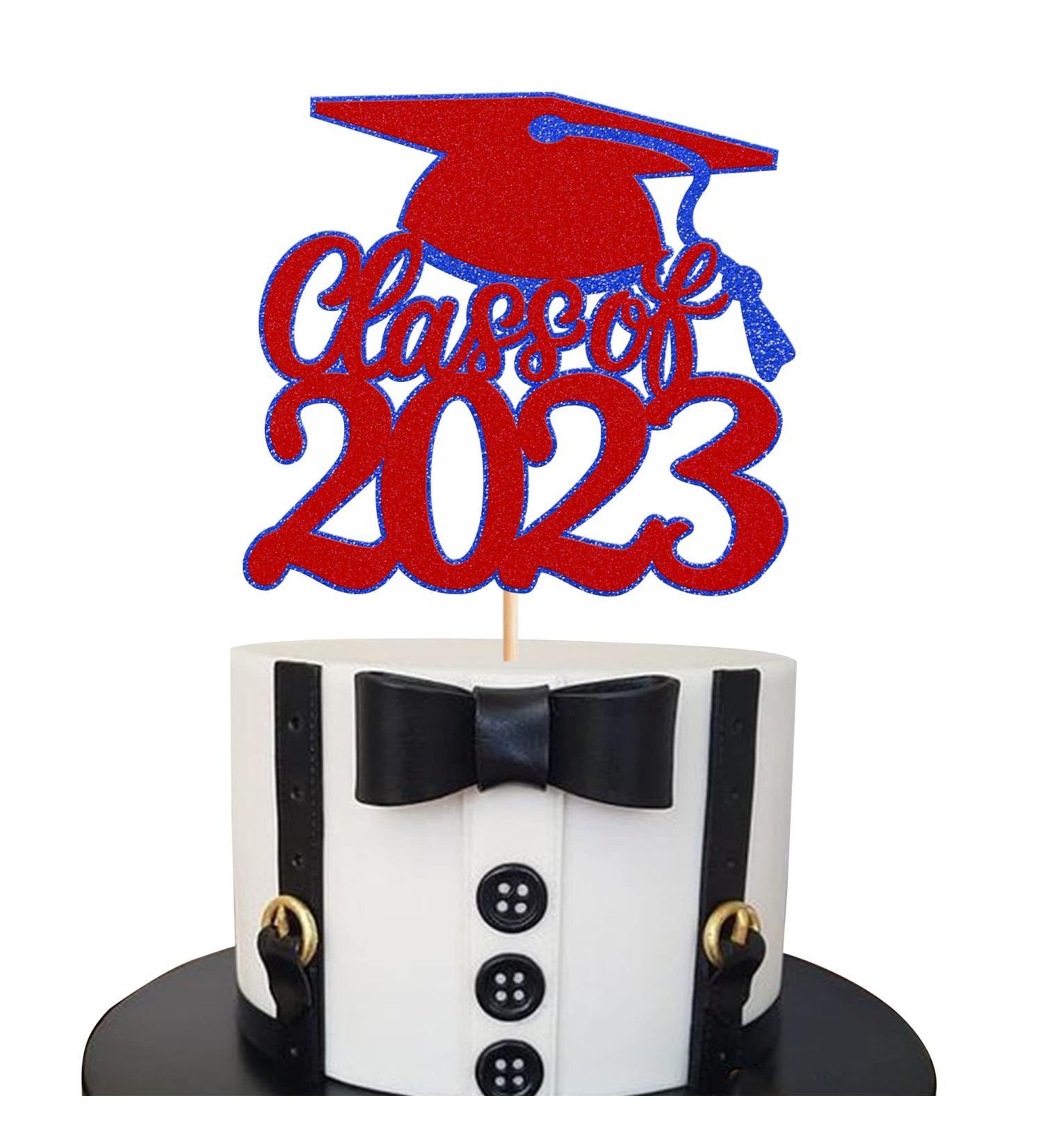 Rsstarxi 1 Pack Congrats Class of 2023 Cake Topper Glitter Class of 2023 Grad Cap Cake Pick Decoration for High School College 2023 Graduation Theme Party Cake Decorations Red Style 8 Red - Buy Online on SooperMarket.com