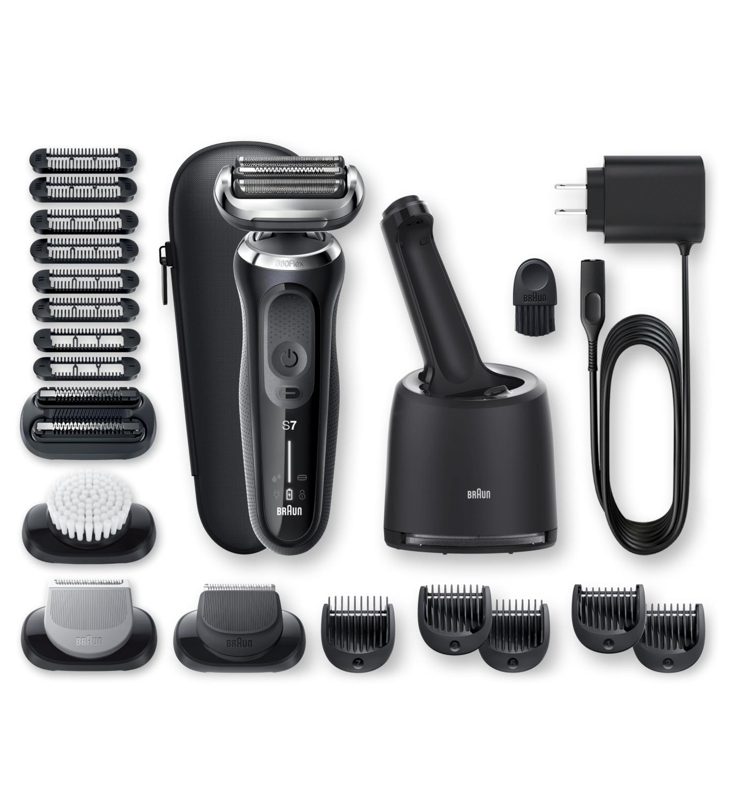 Braun Series 7 7091cc Flex Electric Razor for Men - SmartCare Beard Trimmer Body Groomer & Wet/Dry Exfoliating Brush - Rechargeable & Cordless Foil Shaver in Black - Buy Online on SooperMarket.com