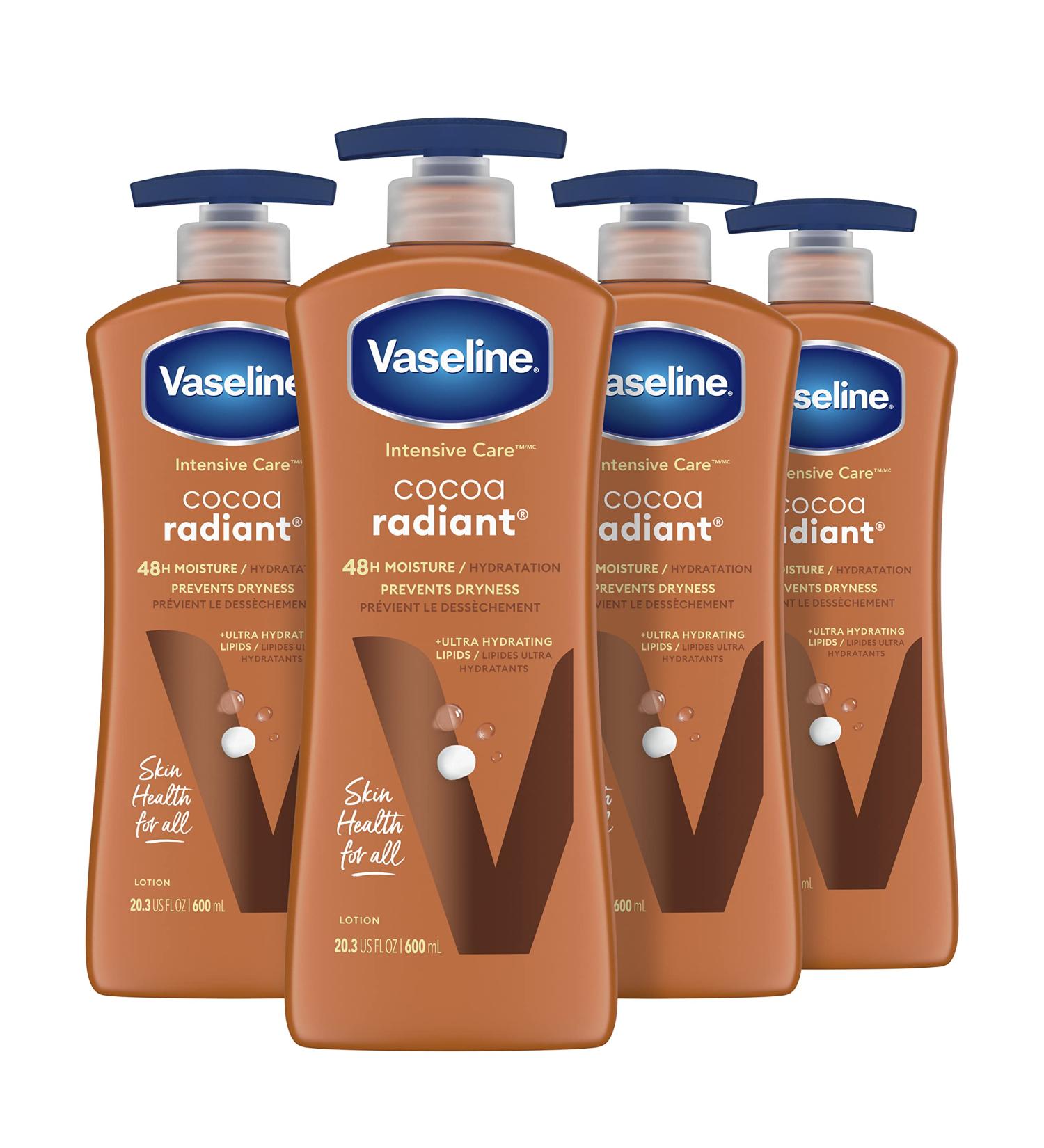 Vaseline Intensive Care Cocoa Radiant Body Lotion 4-Pack - 20.3 oz - Ultra-Hydrating Lipids & Cocoa Butter for Long-Lasting Glow - Buy Online on SooperMarket.com