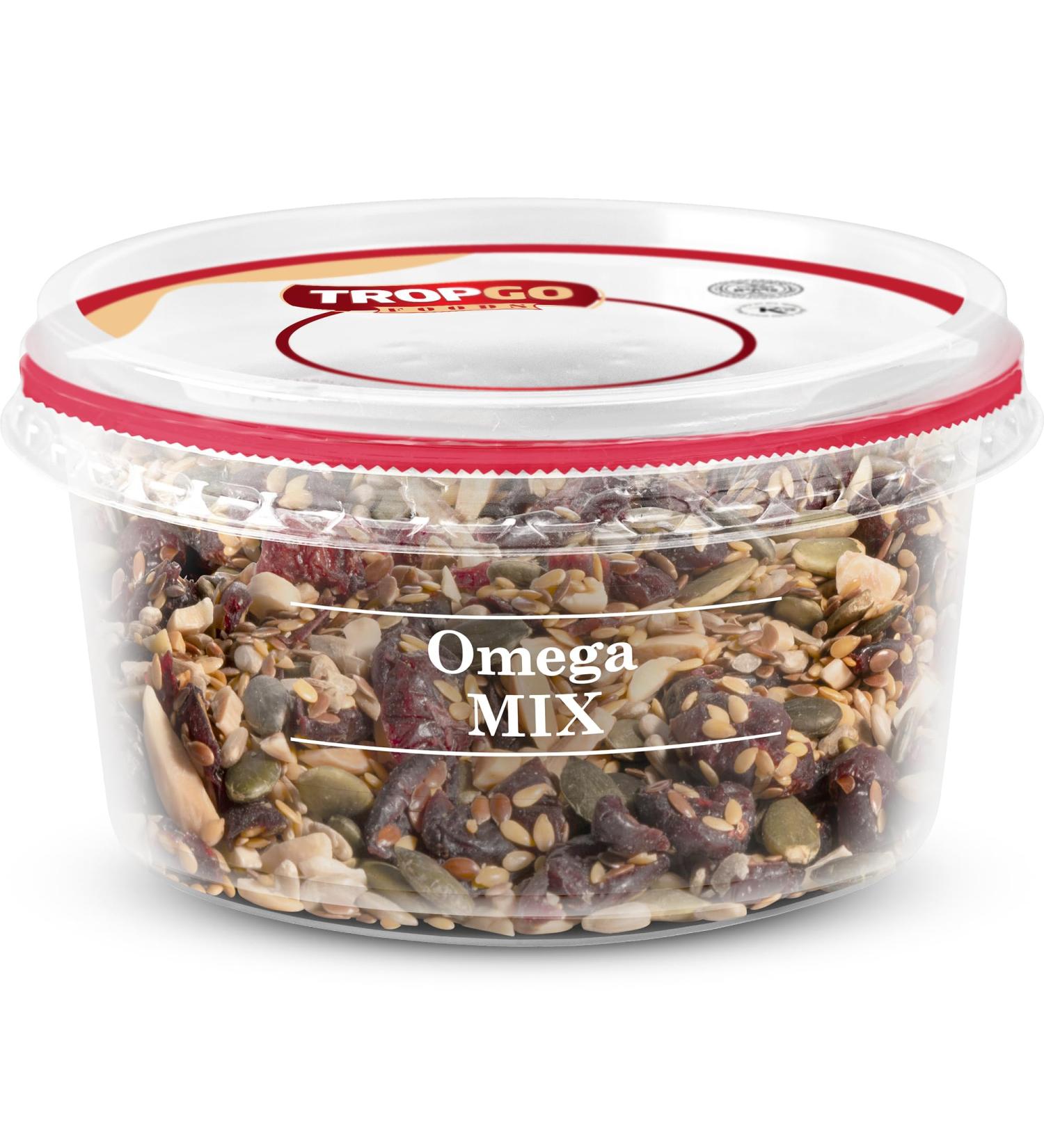 Tropgo Omega Mix 200g - Premium Nuts Seeds and Dried Fruit in Resealable and Recyclable Tub - Contains Fibre Protein and Essential Minerals - Wholesome Trail Mix - Healthy Snacks for All Ages - Buy Online on SooperMarket.com