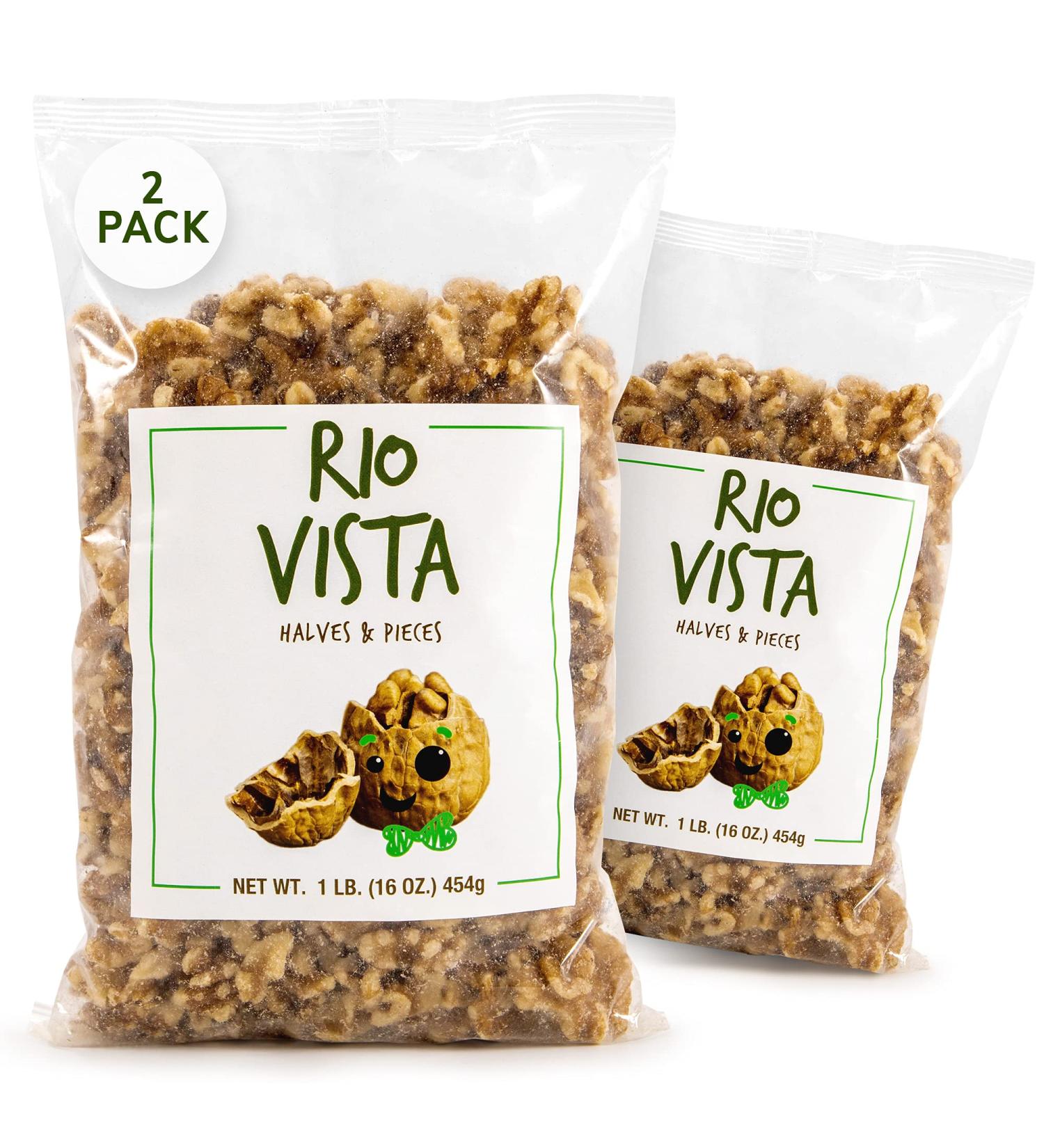 Wilbur Packing Company Rio Vista 16 oz. Walnut Halves & Pieces 2-Pack | California Grown Raw Walnuts | 100% Natural Non-GMO | Unsalted & Shelled | No Preservatives - 1 lb - Buy Online on SooperMarket.com