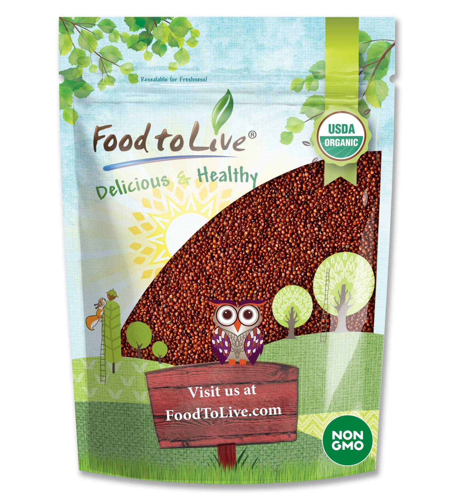 Organic Red Quinoa 5 lbs - Non-GMO, Whole Grain, Sproutable, Kosher, Vegan - Rich in Protein & Essential Amino Acids - Quick-Cooking Sirtfood Bulk - Ideal Rice & Pasta Replacement - Buy Online on SooperMarket.com