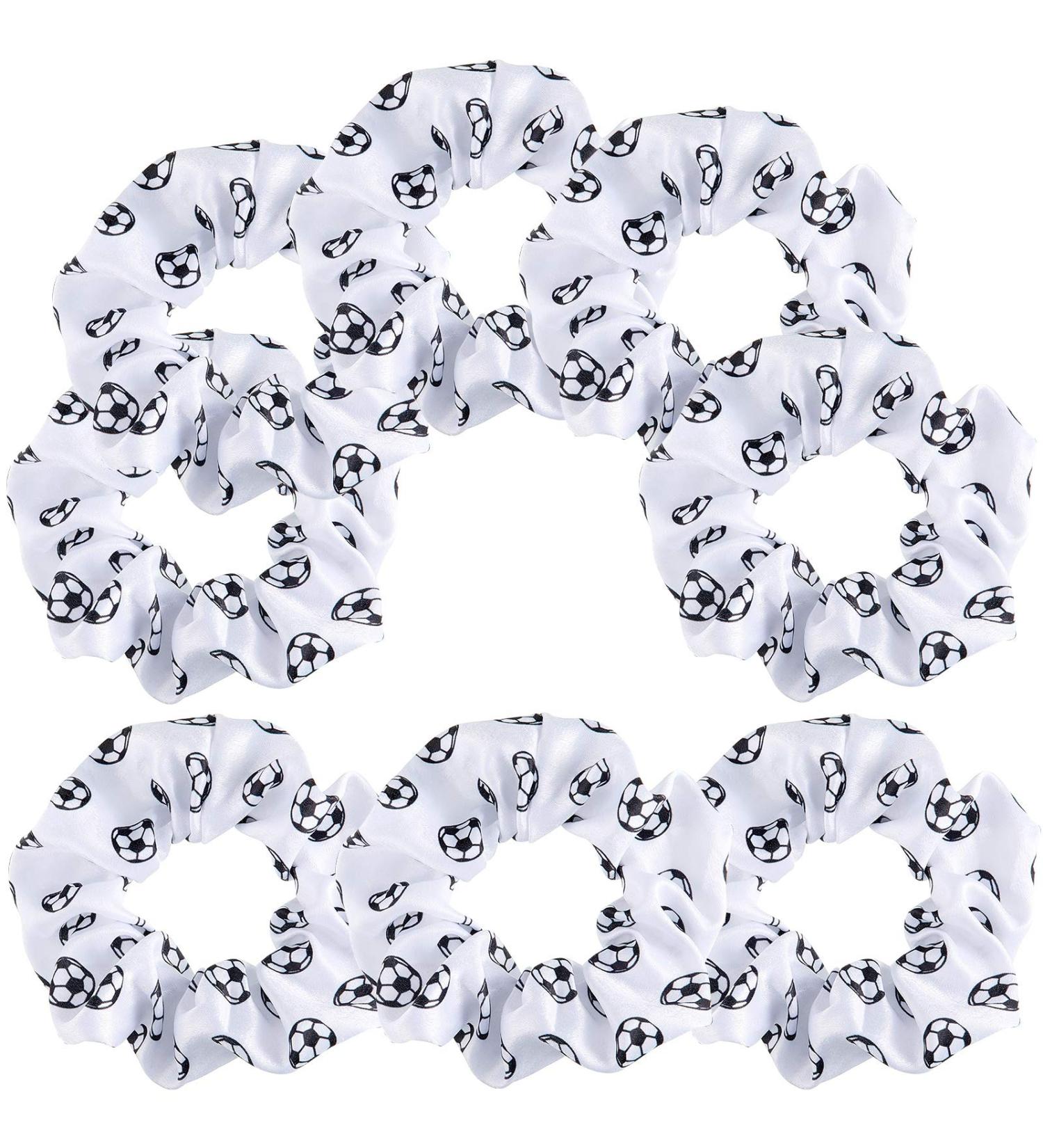 8 Piece Soccer Hair Scrunchies - No Crease Elastic Hair Bands for Girls and Women Players - White Soccer Hair Accessories - Buy Online on SooperMarket.com