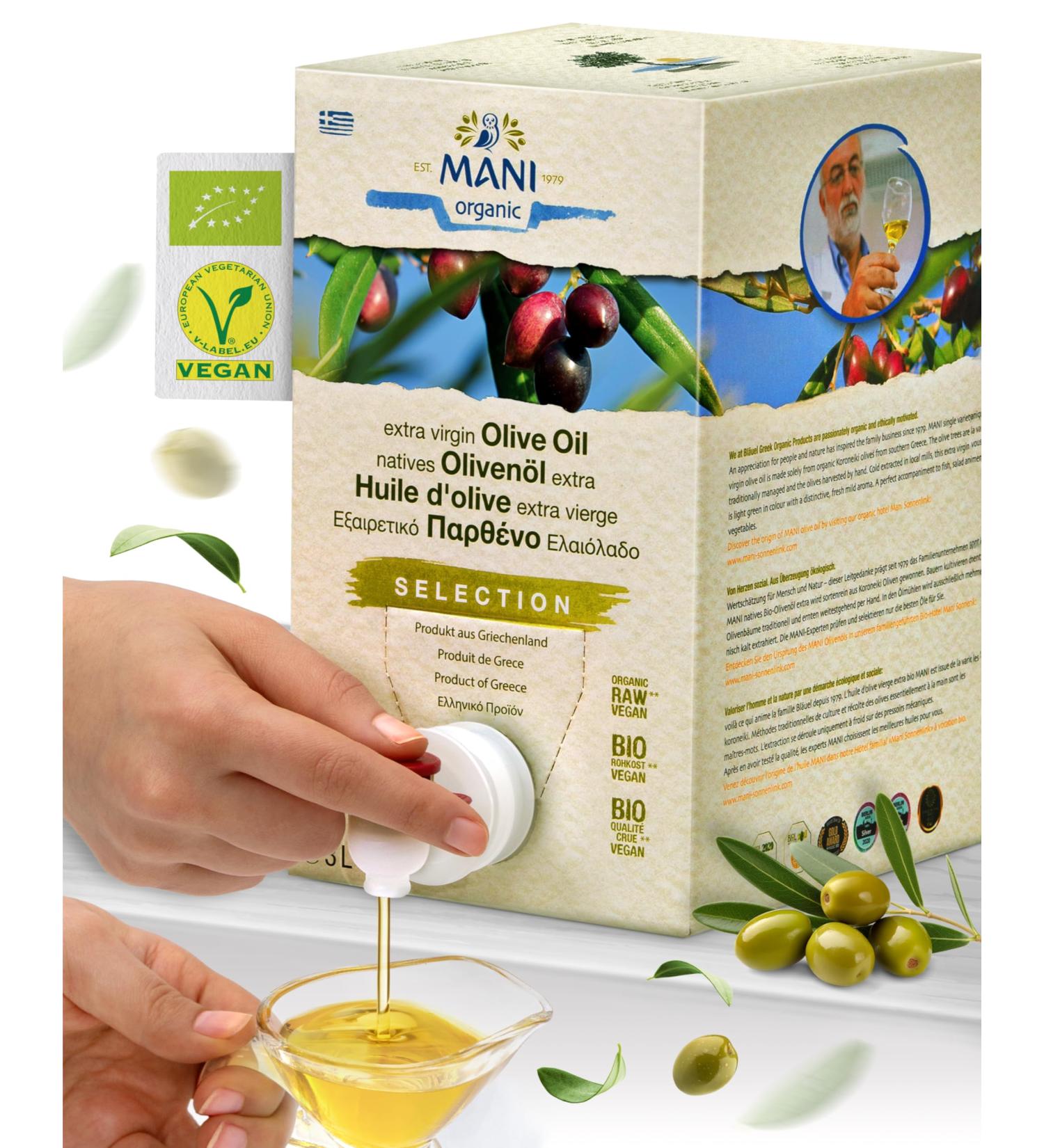 Buy MANI Premium Organic Extra Virgin Olive Oil - Award-Winning 3L from Greece - Buy Online on SooperMarket.com