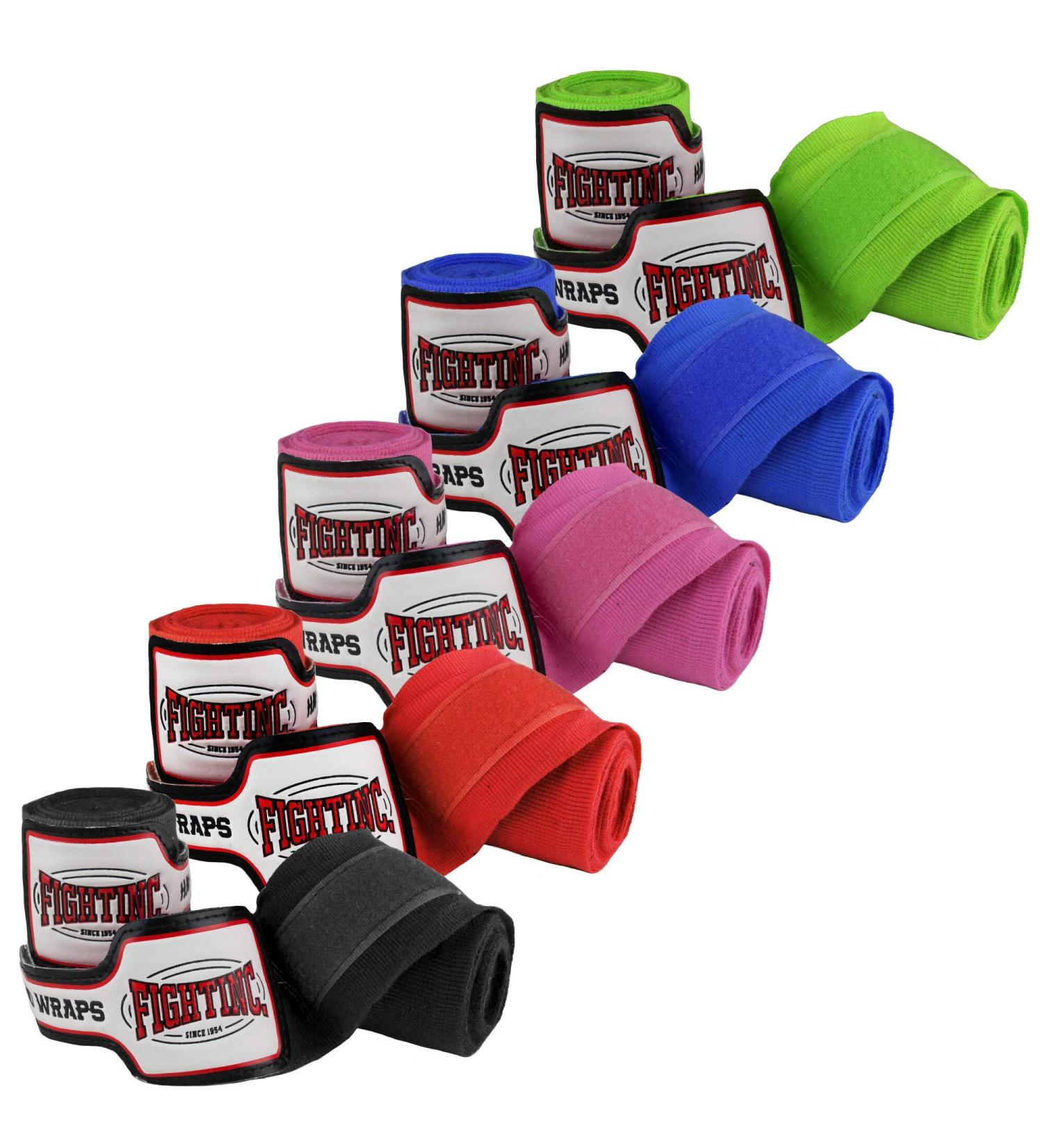 Fightinc.Boxing bands elite 4.5m - 450 cm elastic black red blue green neon pink pink boxing kickboxing martial arts 450 cm black (001)