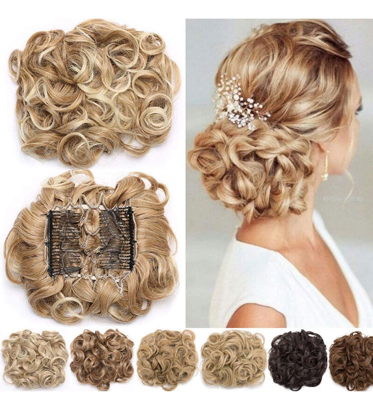 Dark Black Messy Curly Wavy Hair Extensions Bun Piece Up Do Drawstring Ponytail Clip in Comb Chignon - Buy Online on SooperMarket.com