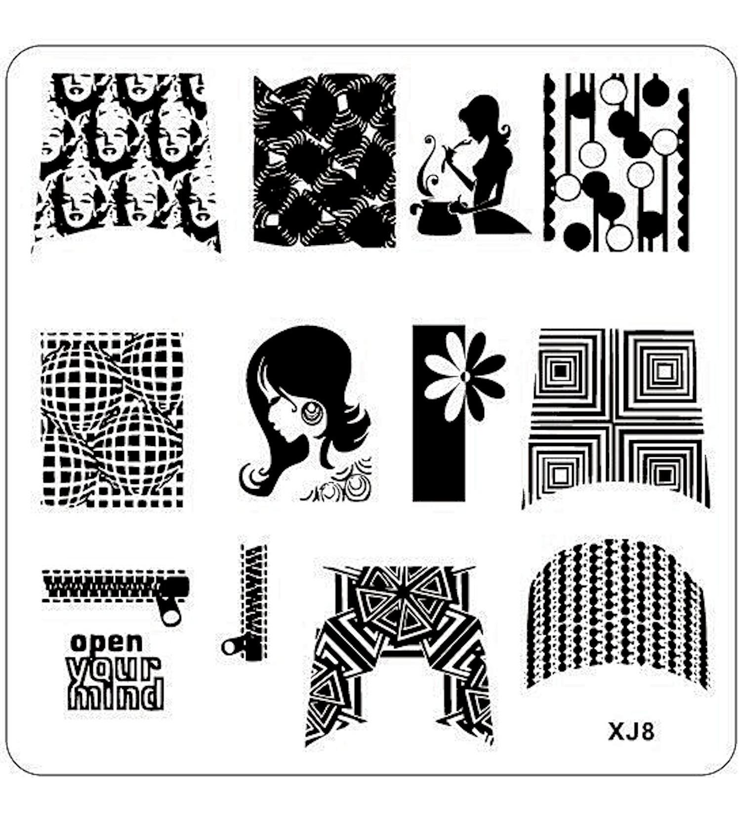 STAMPING STENCIL # XJ-8 Marilyn Open your mind Zipper zip fastener