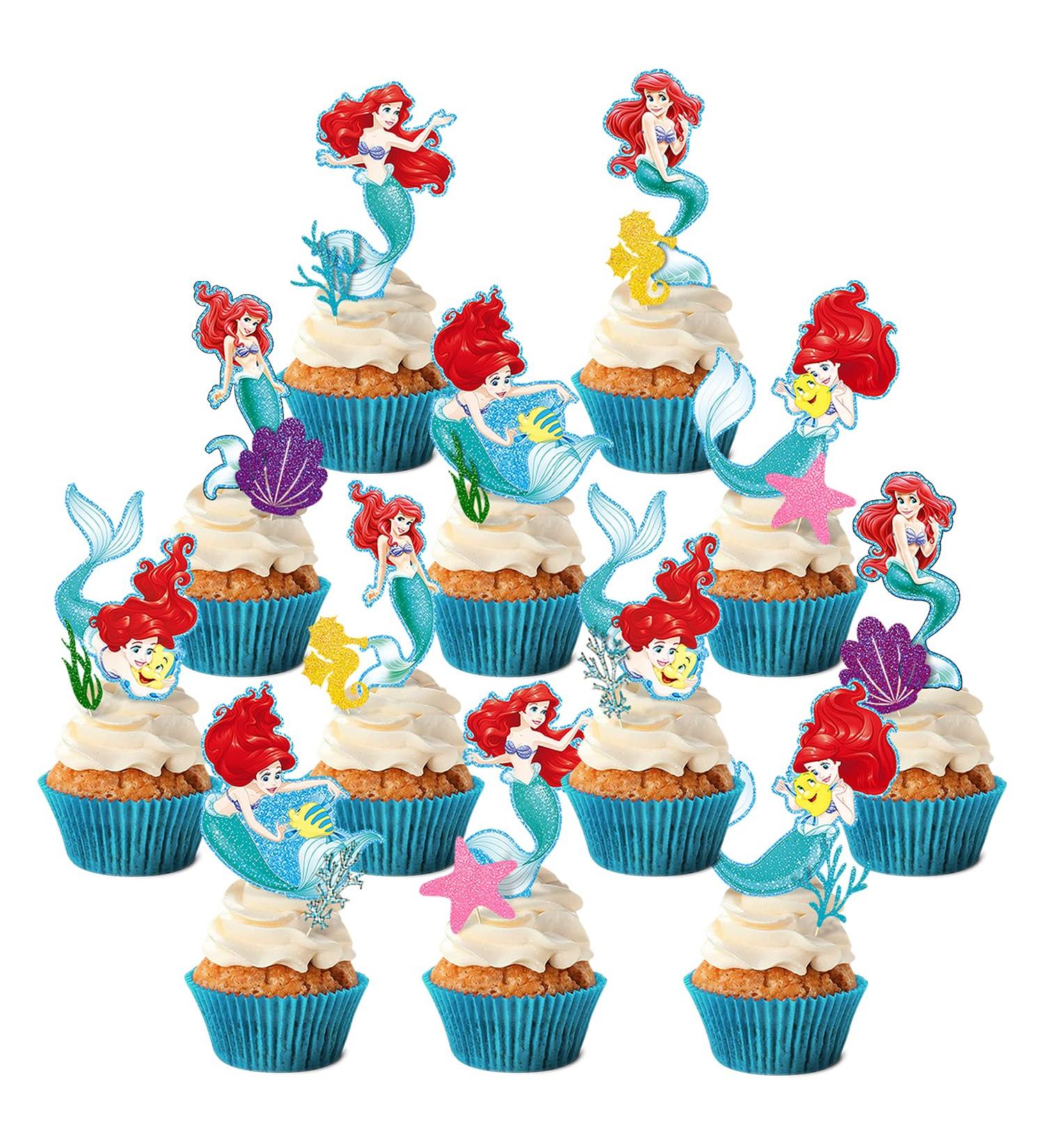 Party Supplies for Ariel Cupcake Toppers Girl Theme Birthday Brightness Supplies Favors 48 counts - Buy Online on SooperMarket.com