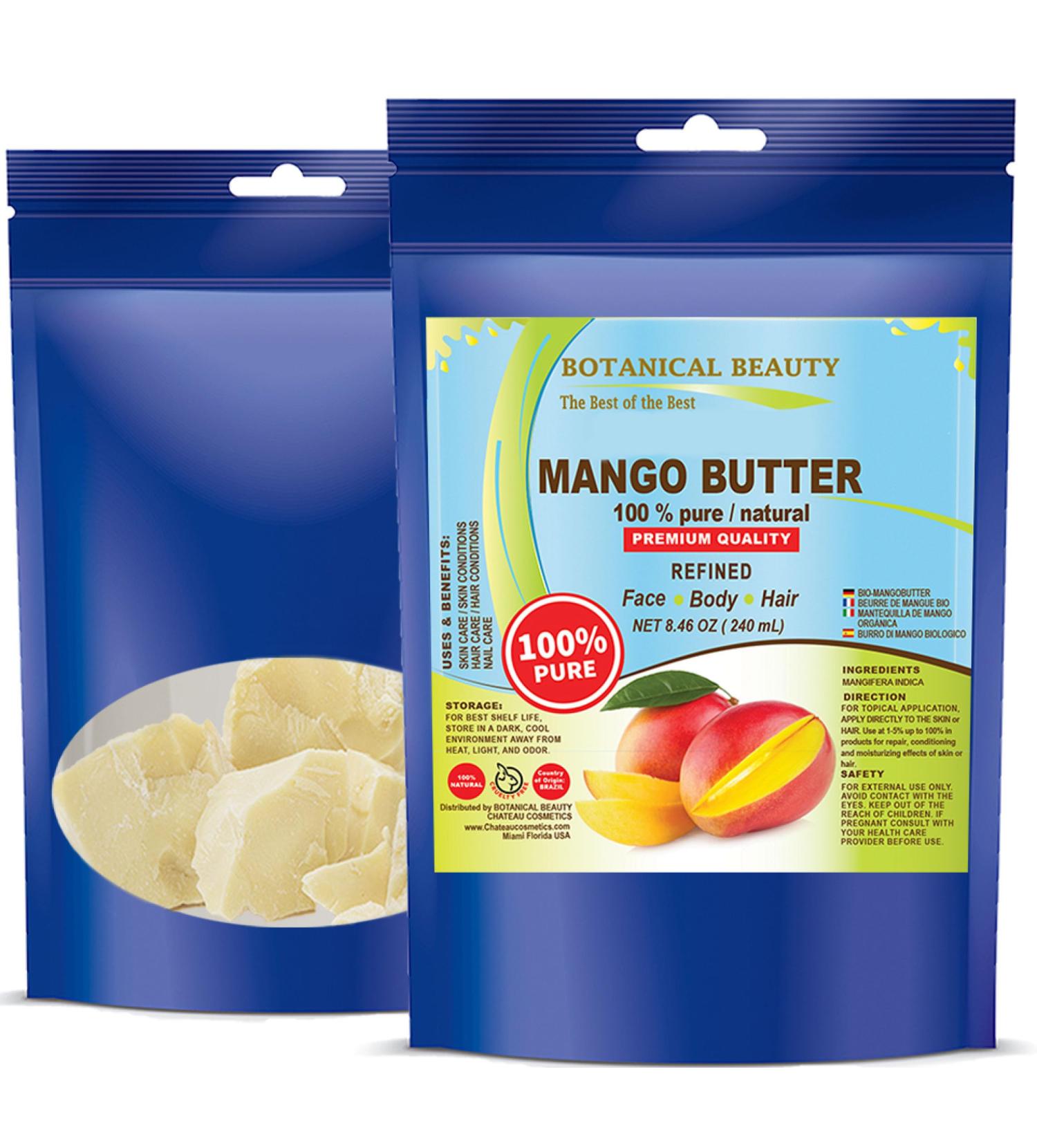 Botanical Beauty 100% Pure Mango Butter - Raw Virgin Refined Natural Skin Moisturizer (8.46 oz) for Lotions Creams & Hair Products - Global Shipping Available - Buy Online on SooperMarket.com