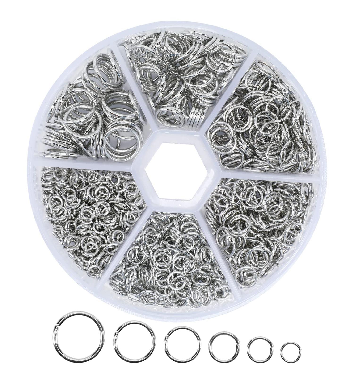 1000pcs Stainless-Steel Jump Rings Set for Jewelry Making - 4mm-10mm Silver O Ring Connectors - Buy Online on SooperMarket.com