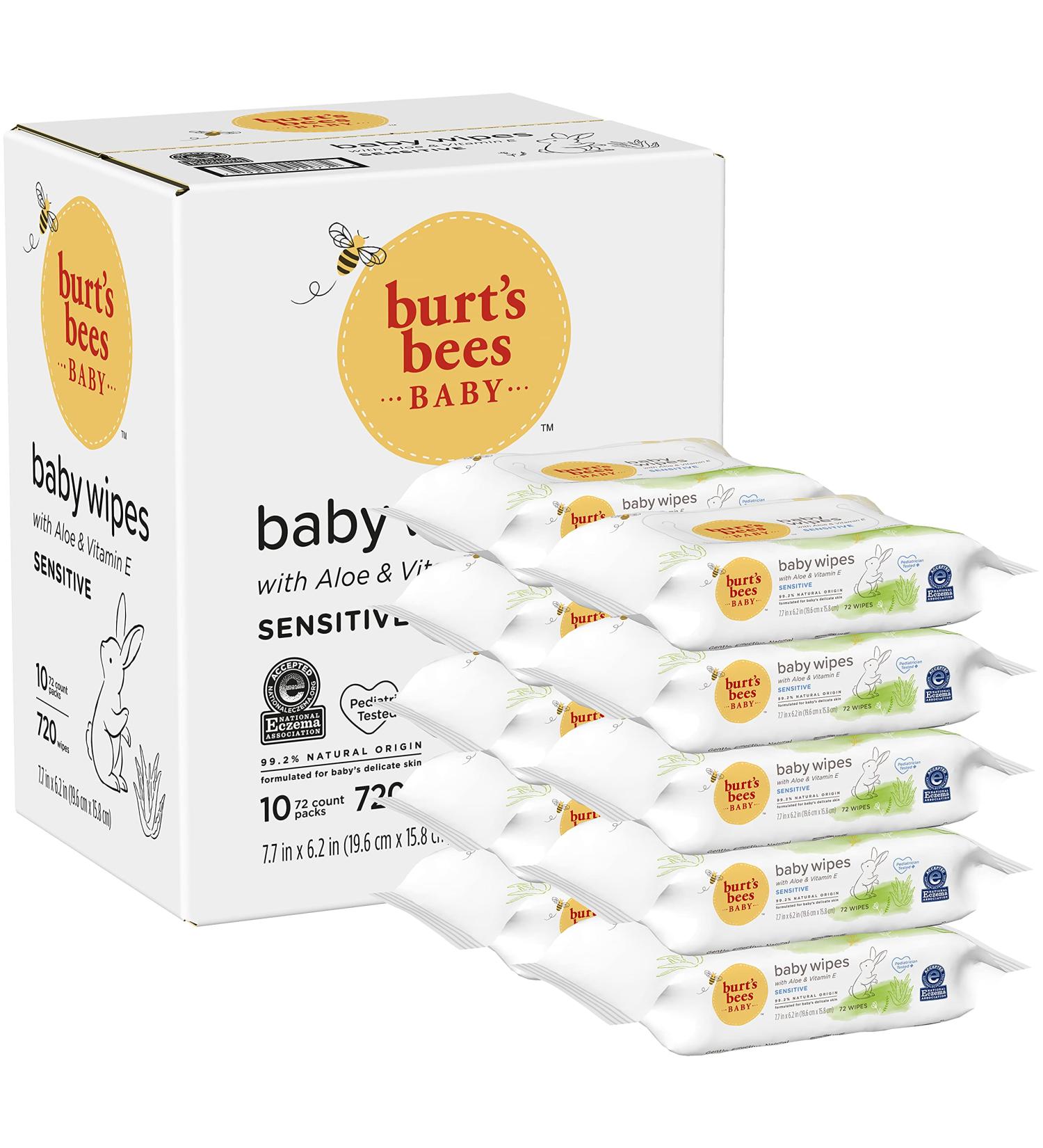 Burt's Bees Unscented Baby Wipes - 720 Count Pack, Hypoallergenic & All Natural with Aloe & Vitamin E - Fragrance Free Towelettes for Sensitive Skin - Buy Online on SooperMarket.com