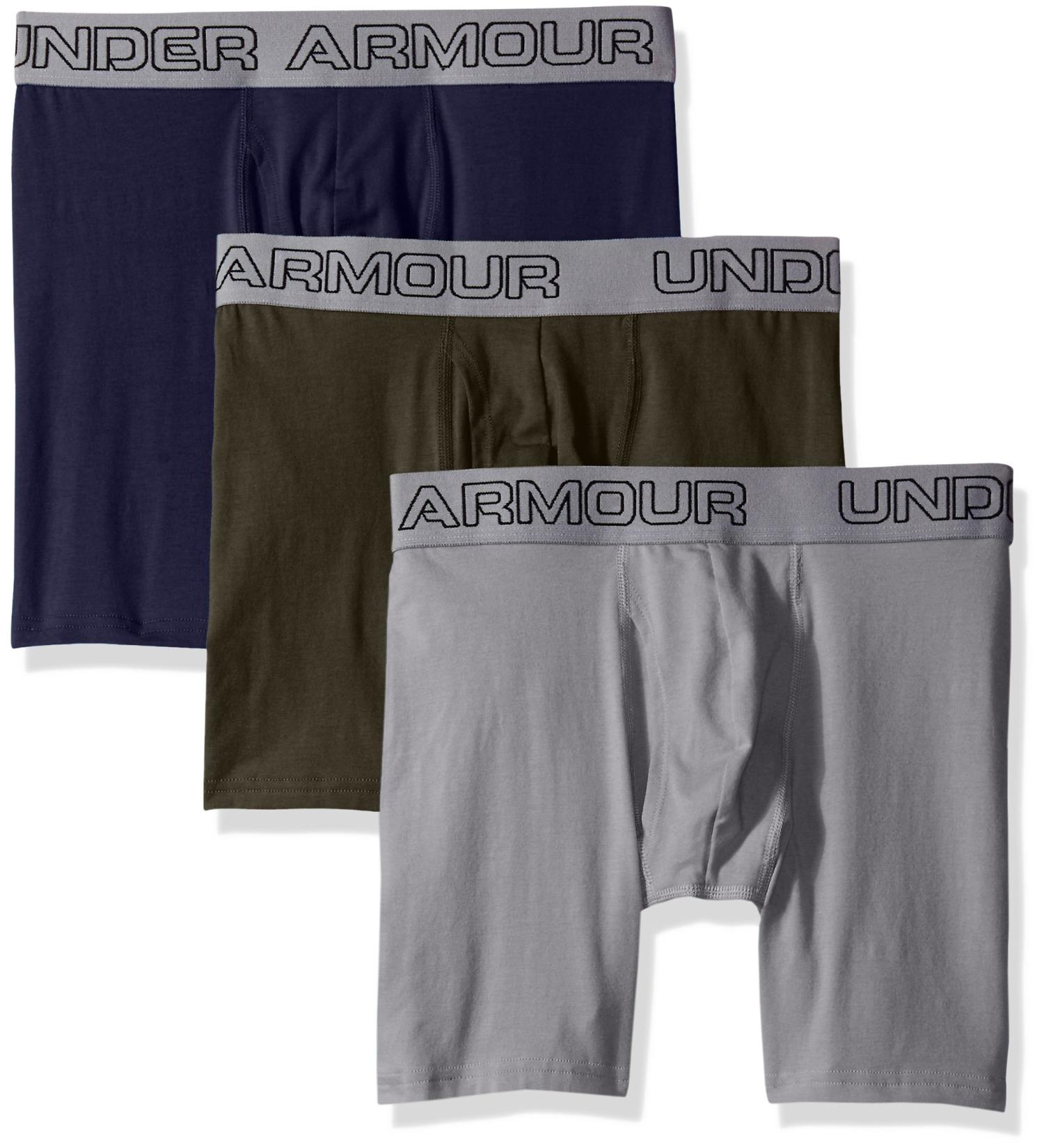 Under Armour Men's Charged Cotton Stretch 6 Boxerjock  3-Pack X-Large Artillery Green (357)/Steel