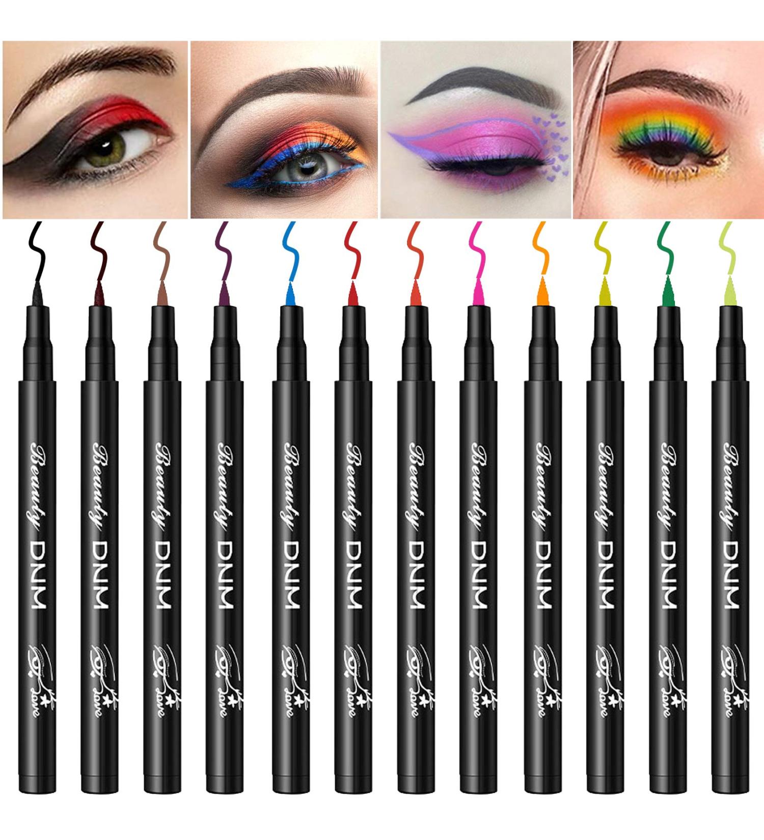 12 Colors Matte Liquid Eyeliner Set - Long Lasting Waterproof Eye Liner Pen - Colored Eyeliner Pencil for Bright and Colorful Look - Buy Online on SooperMarket.com