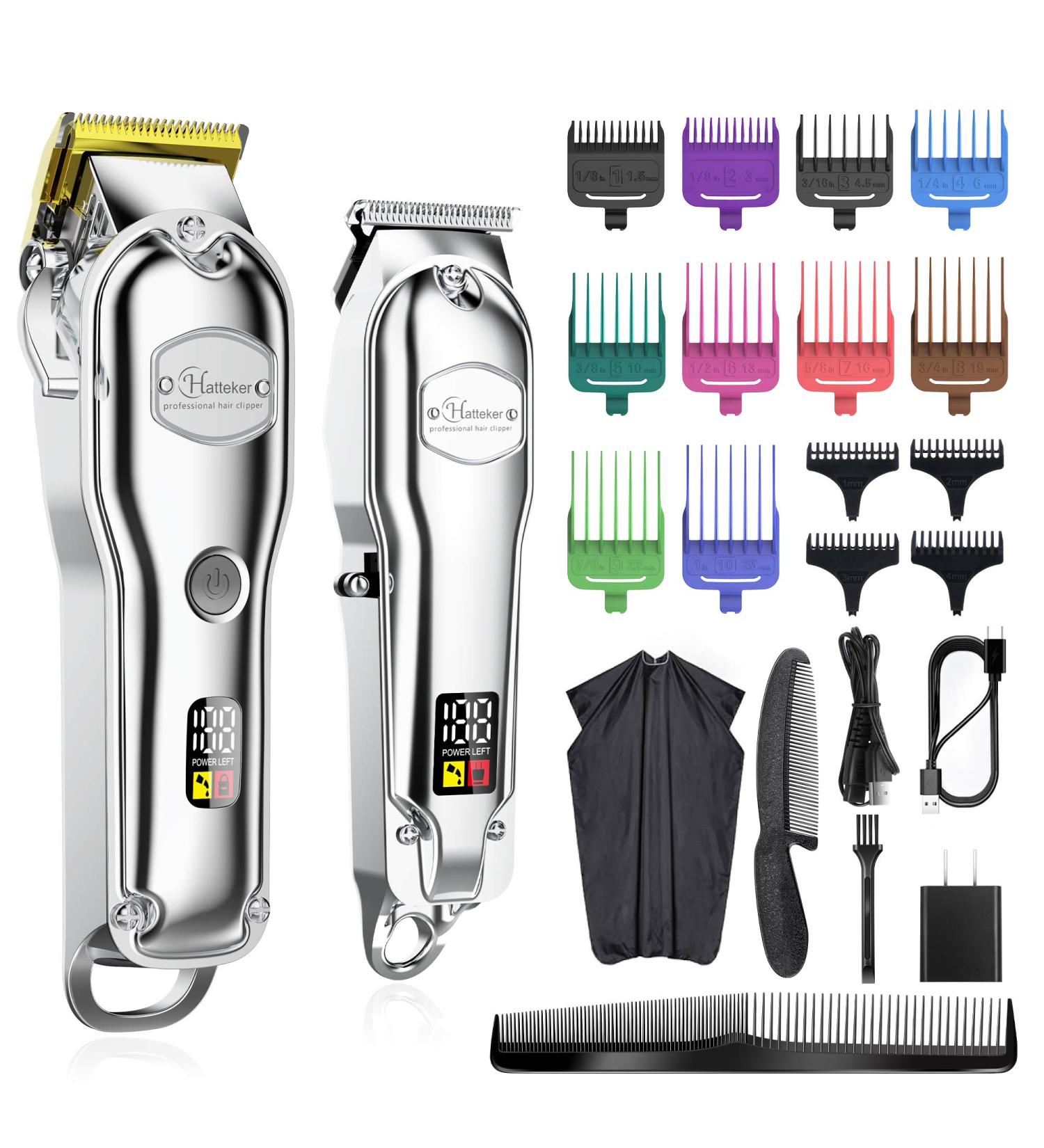 Hatteker Waterproof Hair Clipper for Men - Cordless T-Blade Trimmer & Beard Kit - Professional USB Rechargeable - Buy Online on SooperMarket.com