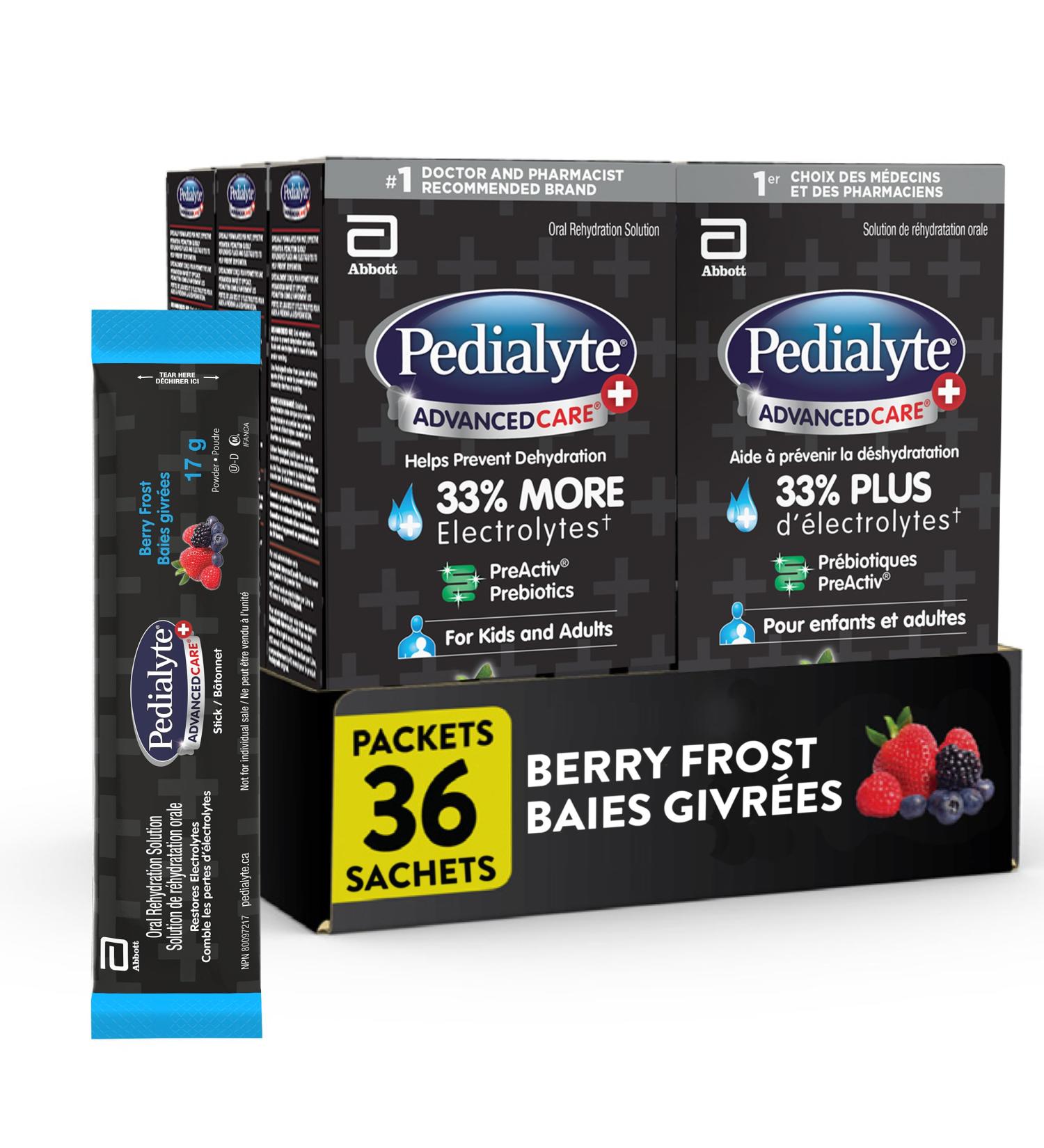 Pedialyte AdvancedCare Plus Electrolyte Powder Sticks Value Pack Electrolytes For Dehydration Electrolyte Powder Packets Berry Frost 36x17g - Buy Online on SooperMarket.com