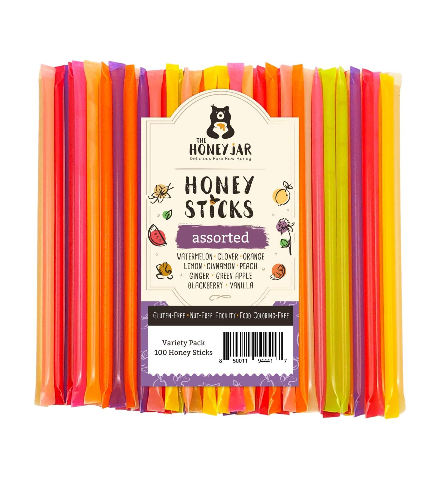 Honey Jar Variety Pack Raw Honey Sticks - 100 Count Pure Honey Straws for Tea, Coffee, or Treats - Made in the USA with Real Honey - Buy Online on SooperMarket.com