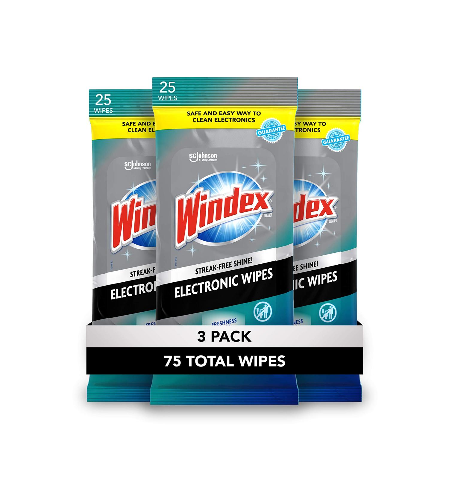 Windex Electronics Screen Wipes - 25 Count, Pack of 3 (75 Total) | For Computers, Phones, Televisions & More - Buy Online on SooperMarket.com