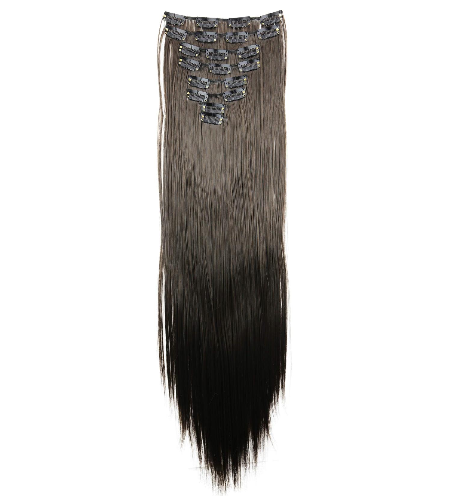 CAISHA by PRETTYSHOP XXL 24 Straight Brown Clip In Hair Extensions 8 Pieces Set - #8 Brown | CES2 - Buy Online on SooperMarket.com