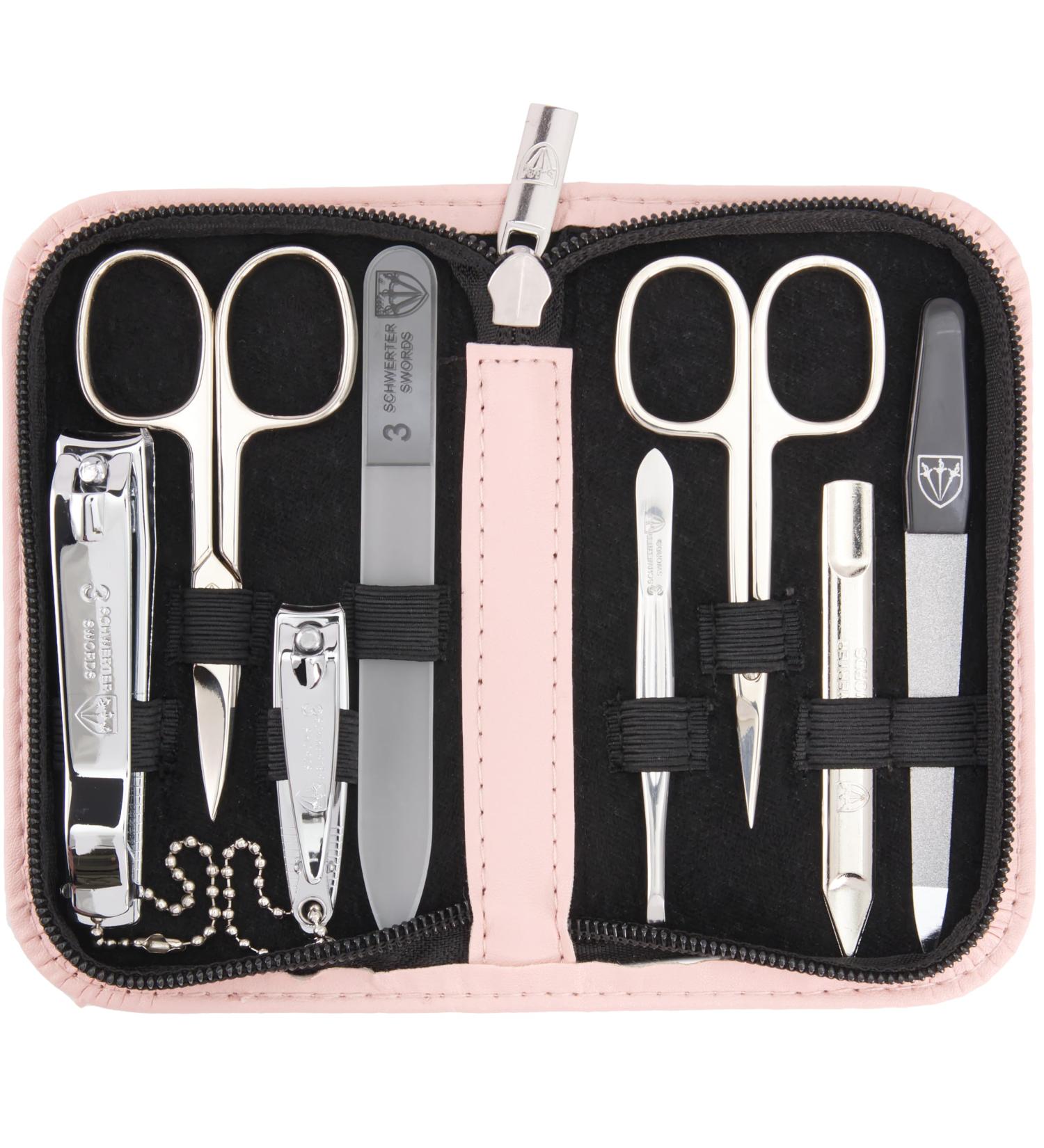 3 Swords Germany - brand quality 8 piece manicure pedicure grooming kit set in light pink fashion leather case in gift box - Made by 3 Swords LIGHT PINK - SYNTHETIC LEATHER - Buy Online on SooperMarket.com