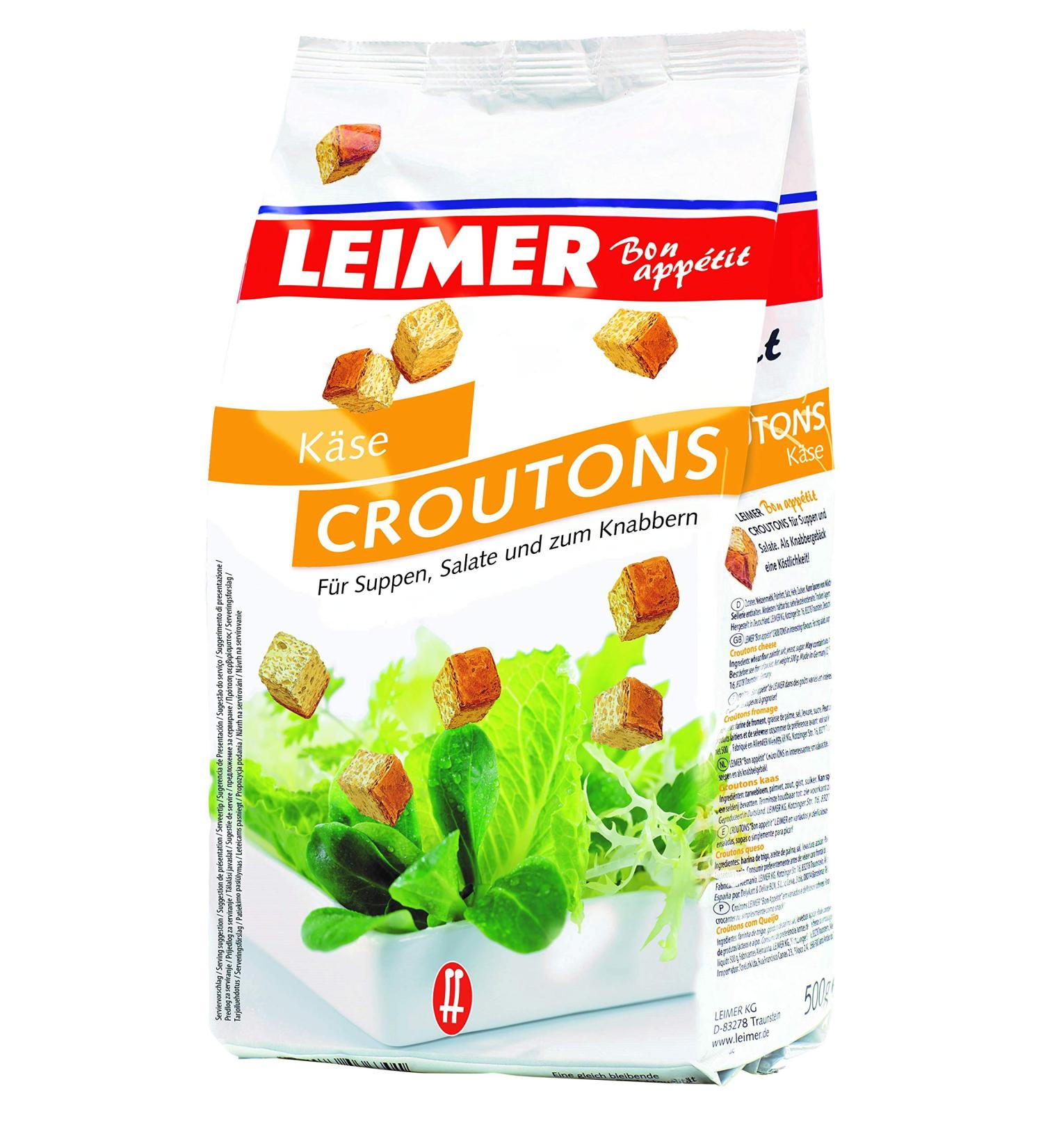 Leimer Croutons Cheese 500g - Gourmet Topping for Salads & Soups | International Shipping Available - Buy Online on SooperMarket.com