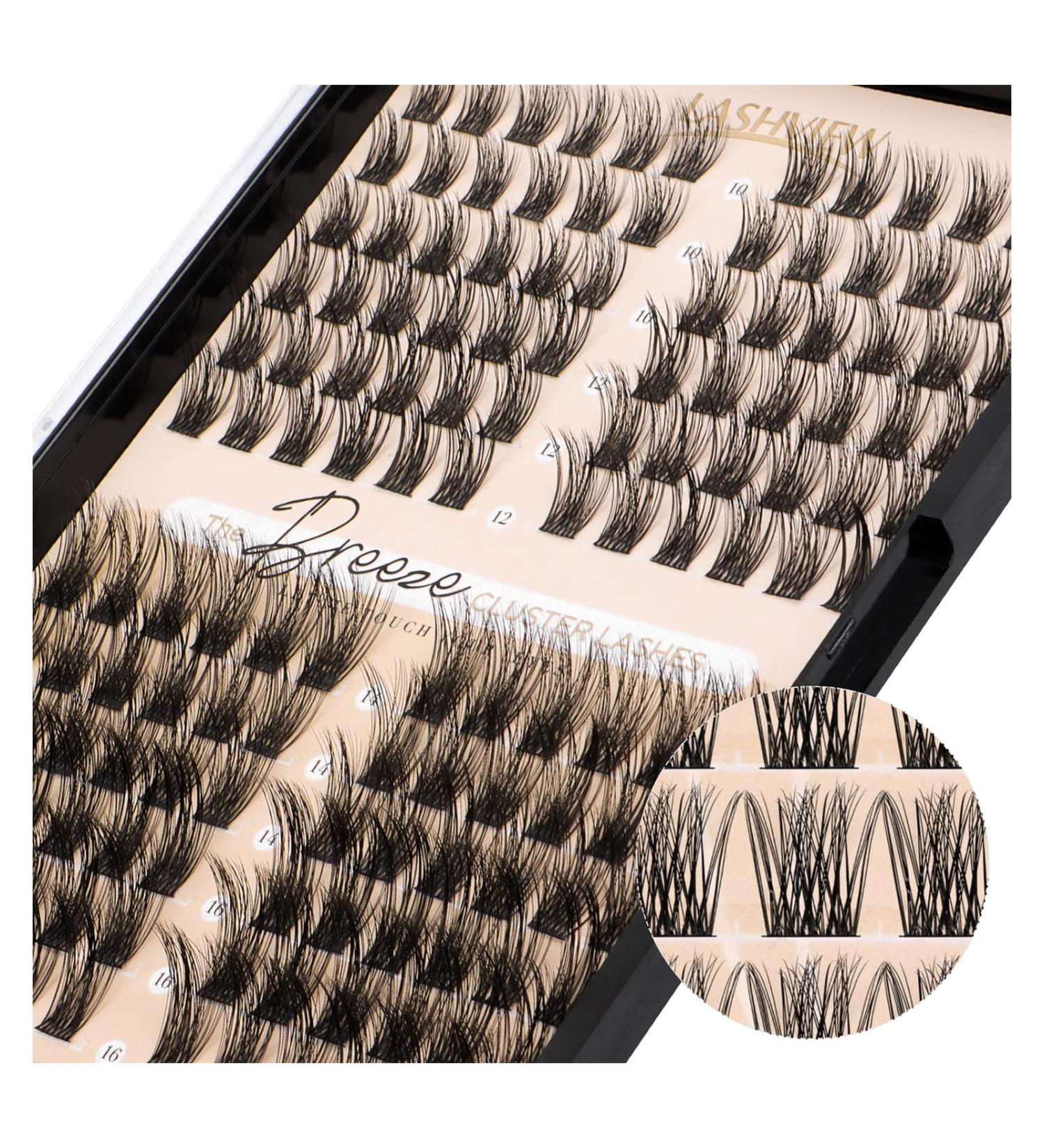 LASHVIEW Lash Clusters - D Curl Individual Lashes | Wispy Volume False Eyelashes | Soft Lightweight DIY Eyelash Extensions for At-Home Use | International Shipping Available - Buy Online on SooperMarket.com