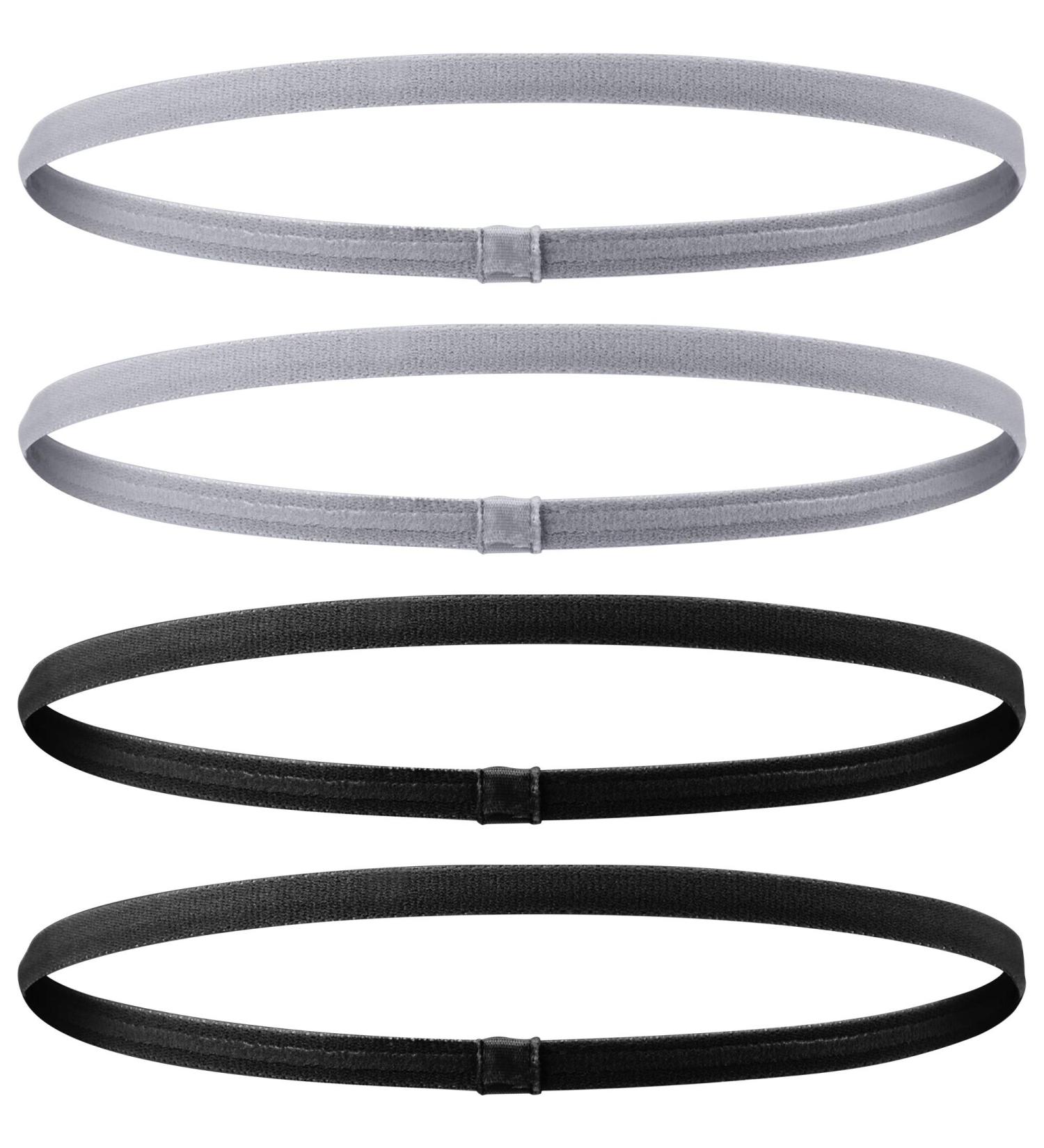 Elastic Sports Headbands - Thick Non-Slip 4 Pack for Women & Men | Durable Comfortable & Stylish - Buy Online on SooperMarket.com