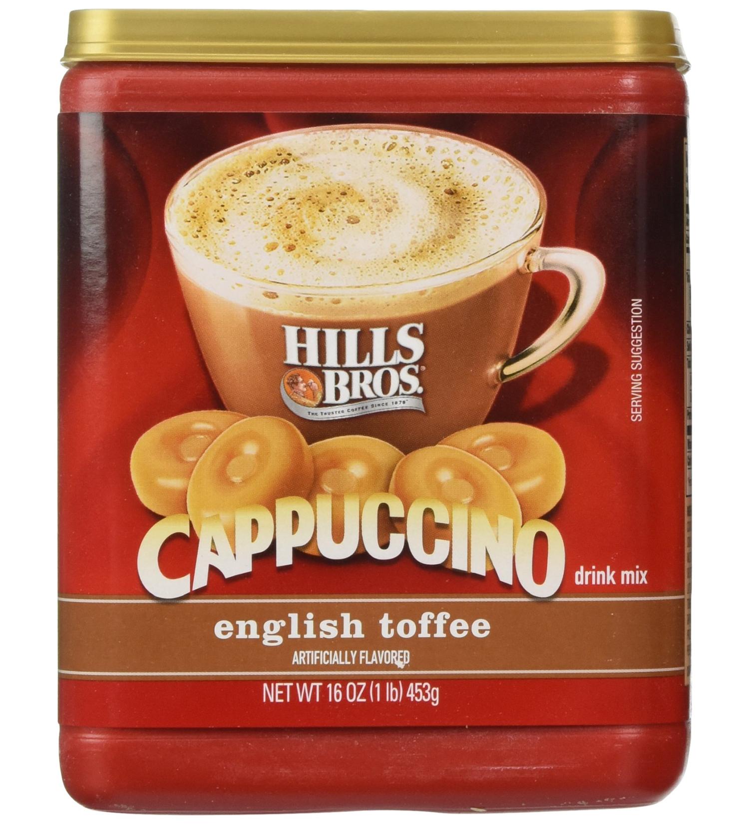 Hills Bros. Cappuccino English Toffee Drink Mix 16oz Container (Pack of 3) by Hills Brothers - Buy Online on SooperMarket.com