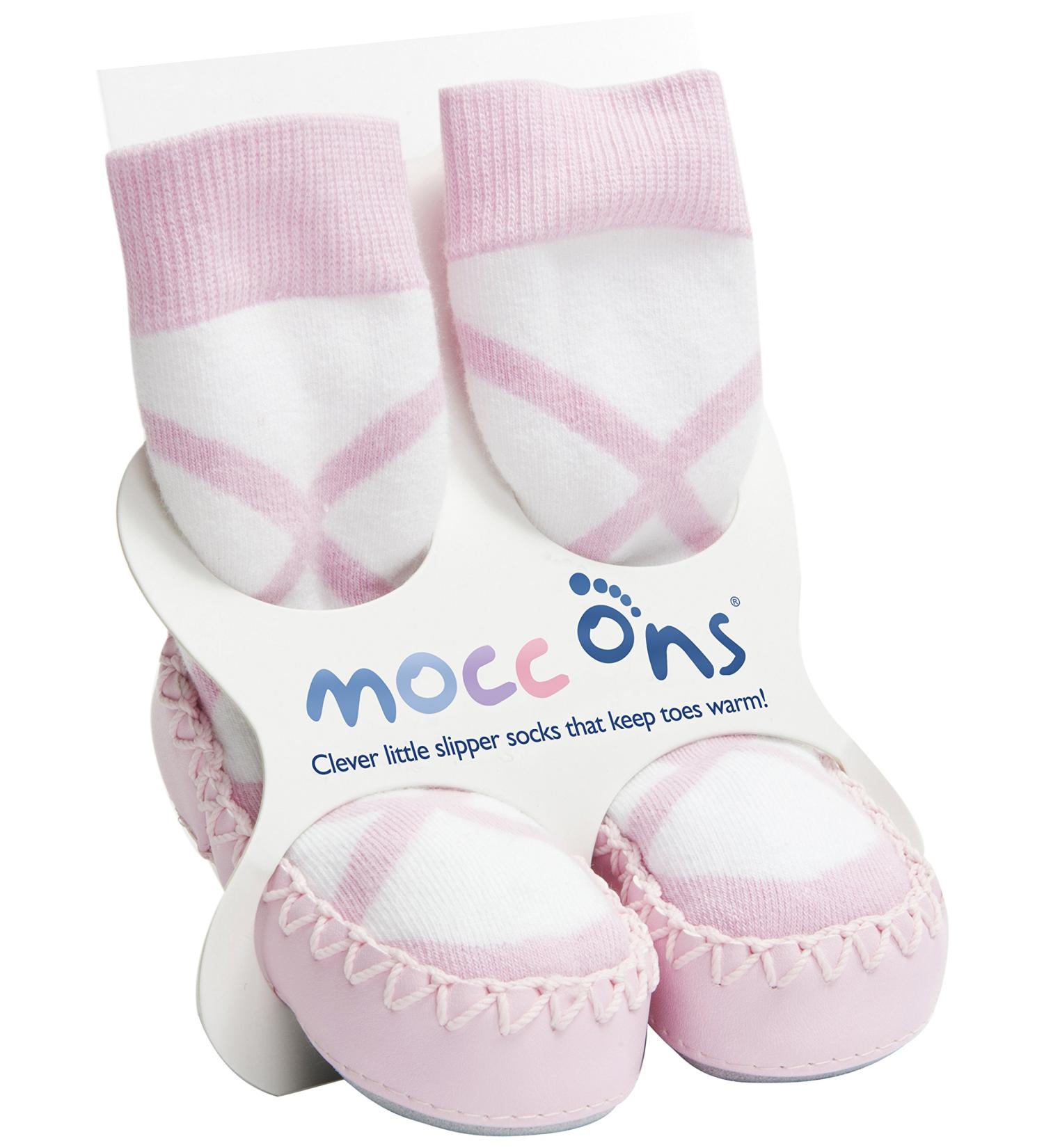 Mocc Ons Washable Leather Sole Slipper Socks, Ballerina, 24-36 Months - Buy Online on SooperMarket.com