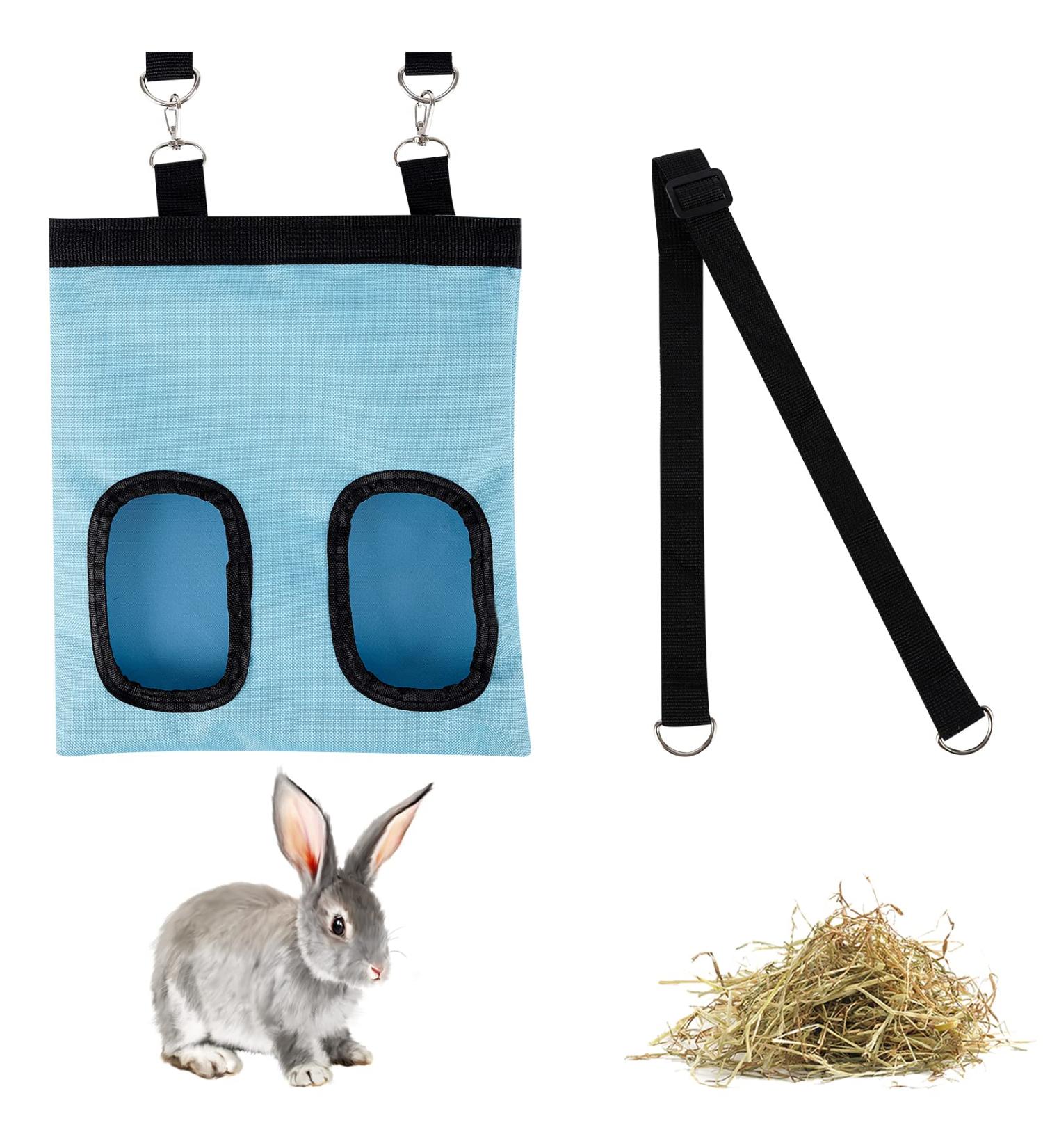 Rabbit Hay Feeder Bag Guinea Pig Hay Feeder Storage Racks 600d Oxford Cloth Fabric Hanging Feeding Hay for Hamsters Bunny Small Animals (Blue) - Buy Online on SooperMarket.com