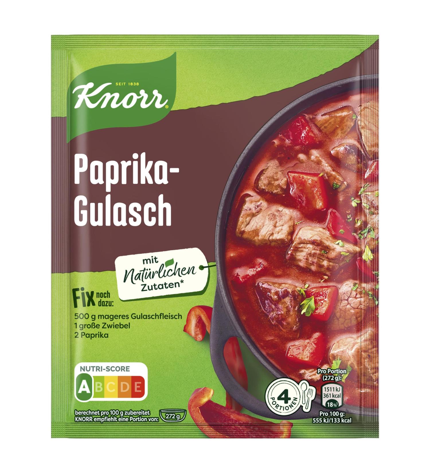 Knorr Fix Paprika Goulash Seasoning Mix - 4 Portions of Natural Ingredients for Delicious Meat Dishes | International Shipping Available - Buy Online on SooperMarket.com