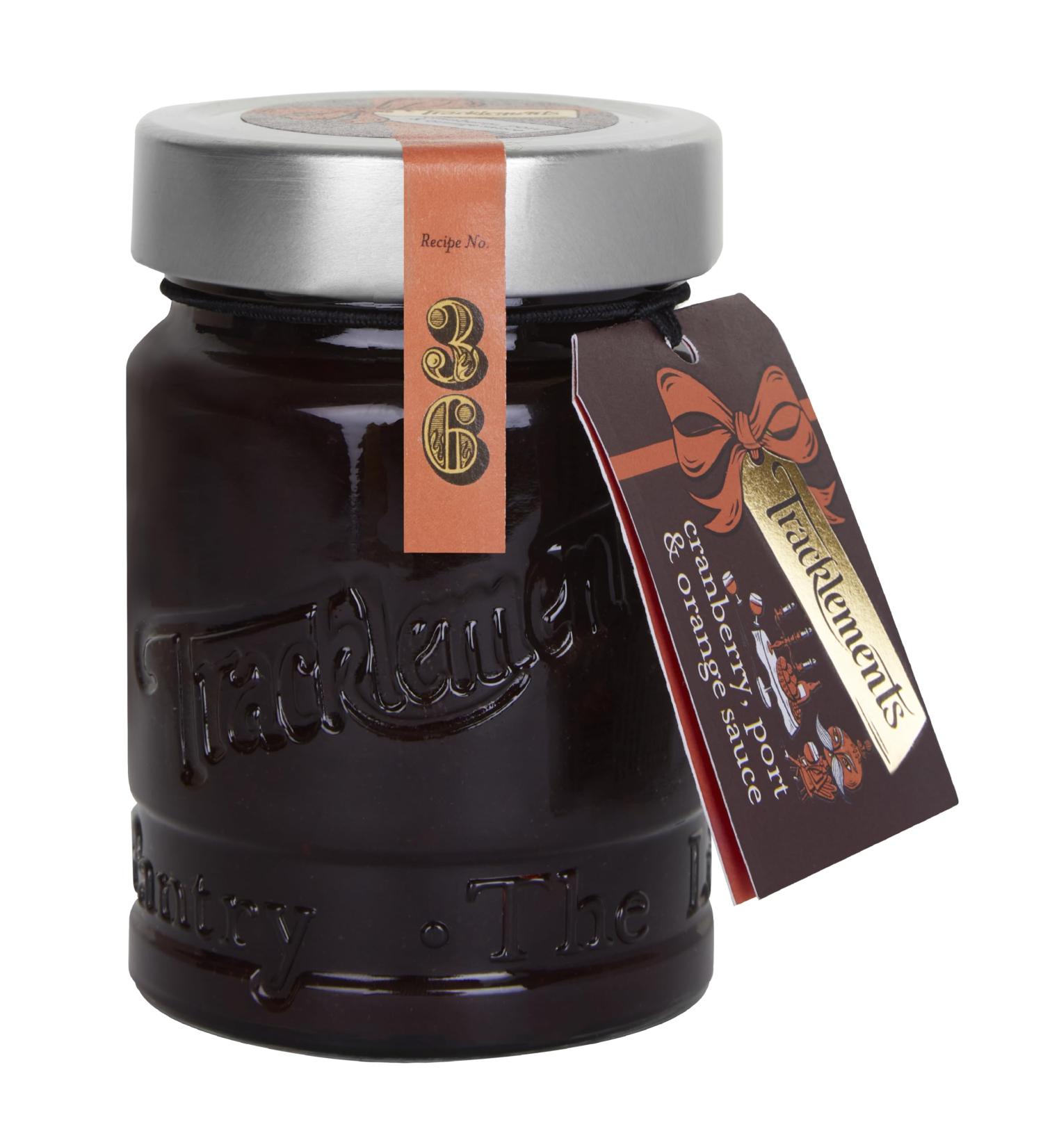 Tracklements Cranberry Port & Orange Sauce Gift Jar Handmade Sauce Gluten & Vegetarian Friendly Tangy Cranberry Flavour Pair it with Rich Meats and Cheese Ideal Festive Gift 370g