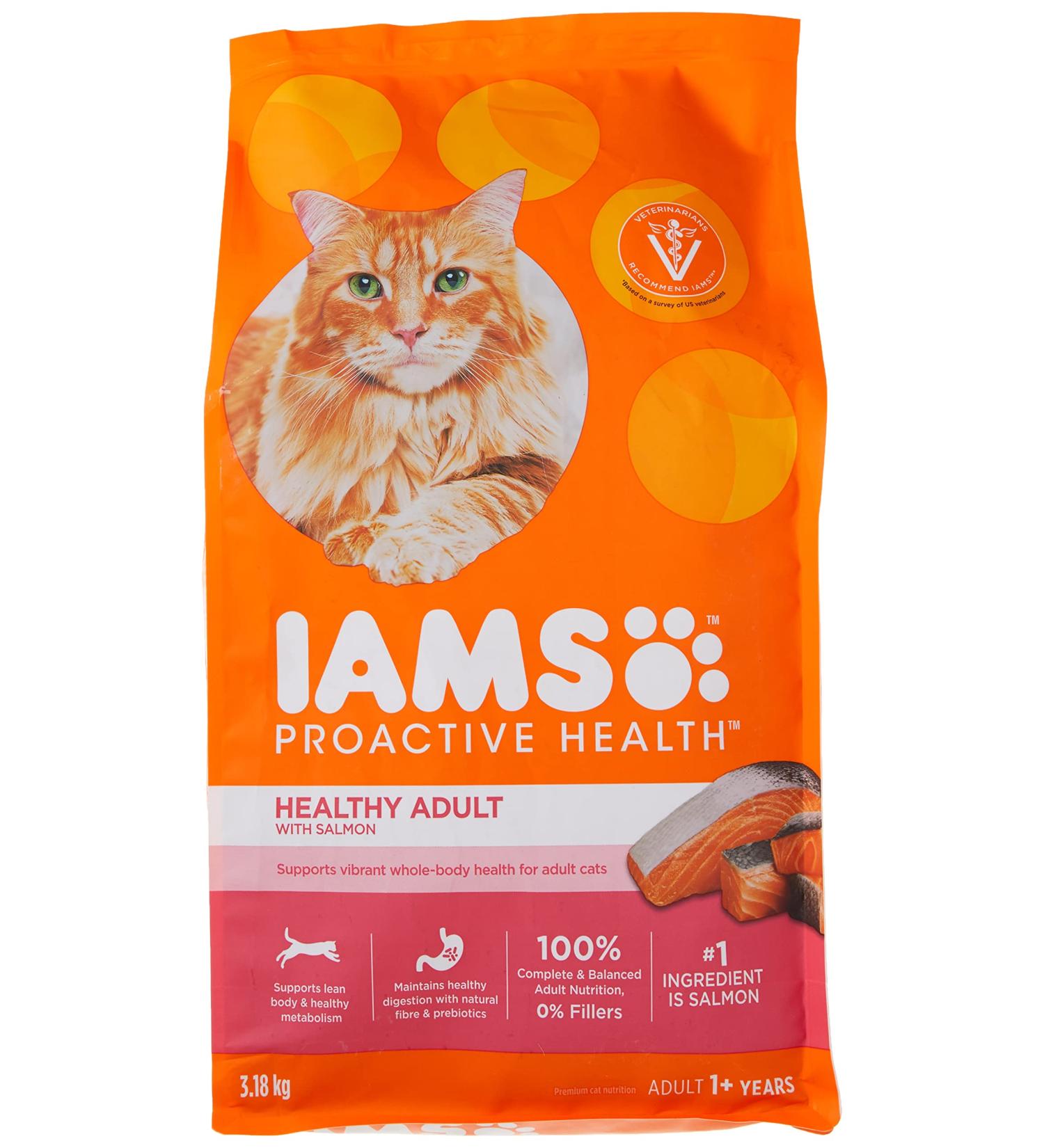 IAMS Proactive Health Healthy Adult Dry Cat Food with Salmon 3.18kg Bag - Buy Online on SooperMarket.com