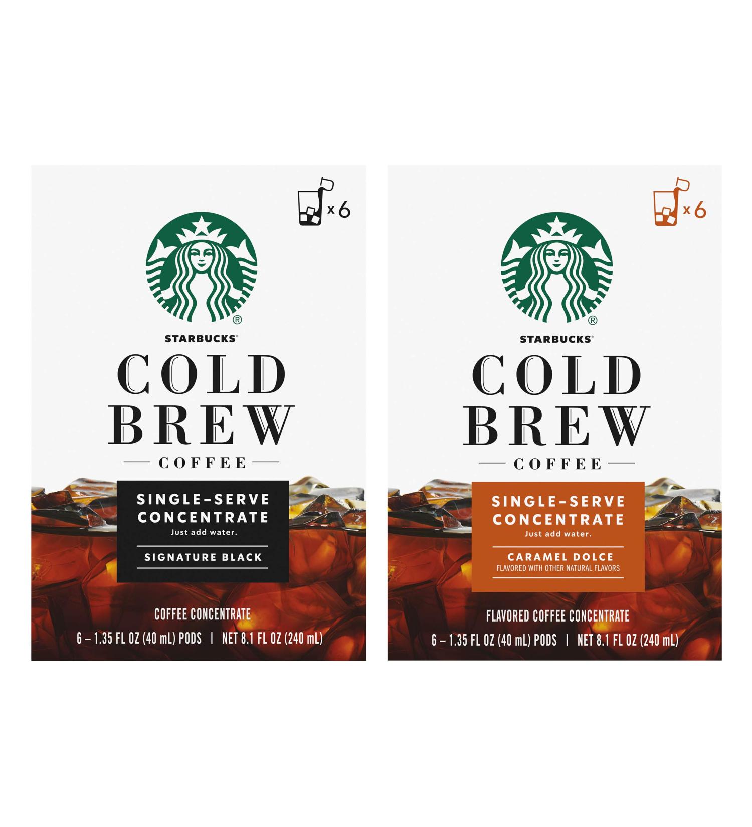 Starbucks Cold Brew Concentrate 16.2 Fl Oz (Signature Black + Caramel Dolce) - Buy Online on SooperMarket.com