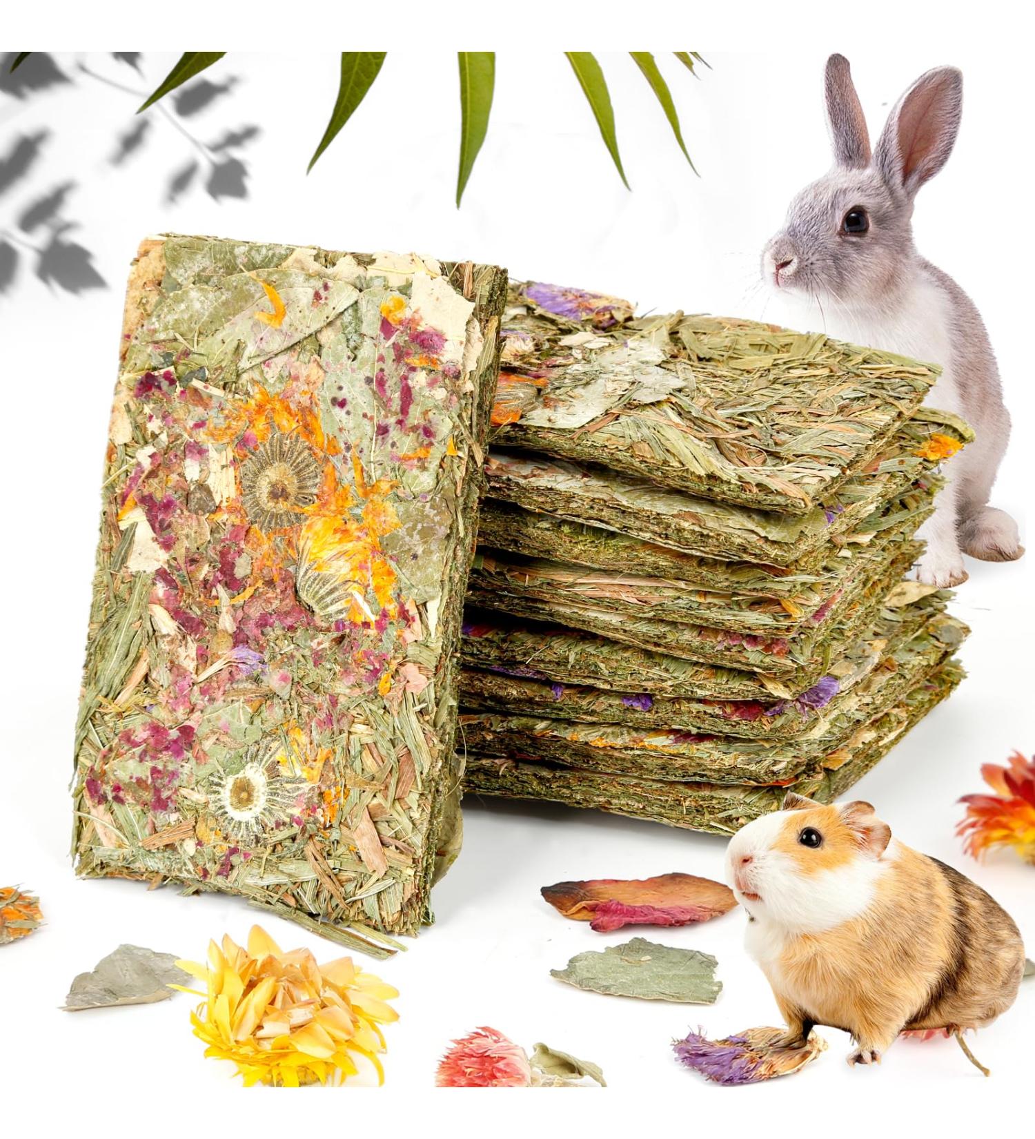 Abiz Rabbit Kielzeug Set - 10 Natural Timothy Hay Toys & Herb Treats for Dwarf Rabbits Guinea Pigs and Hamsters - Buy Online on SooperMarket.com