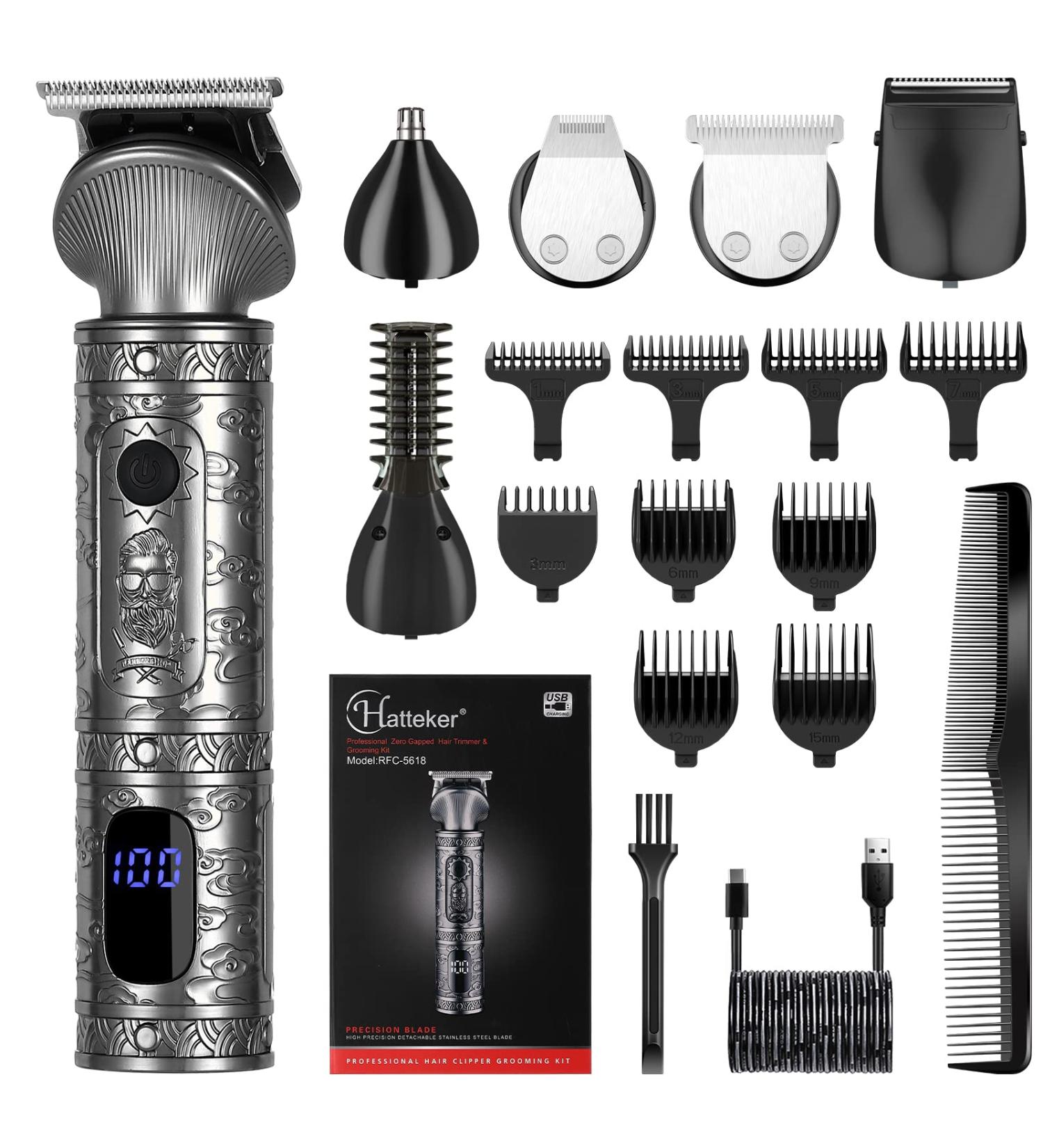 Hatteker 6-in-1 Professional Beard Trimmer Kit for Men - Cordless Hair Clipper and Grooming Set - Buy Online on SooperMarket.com