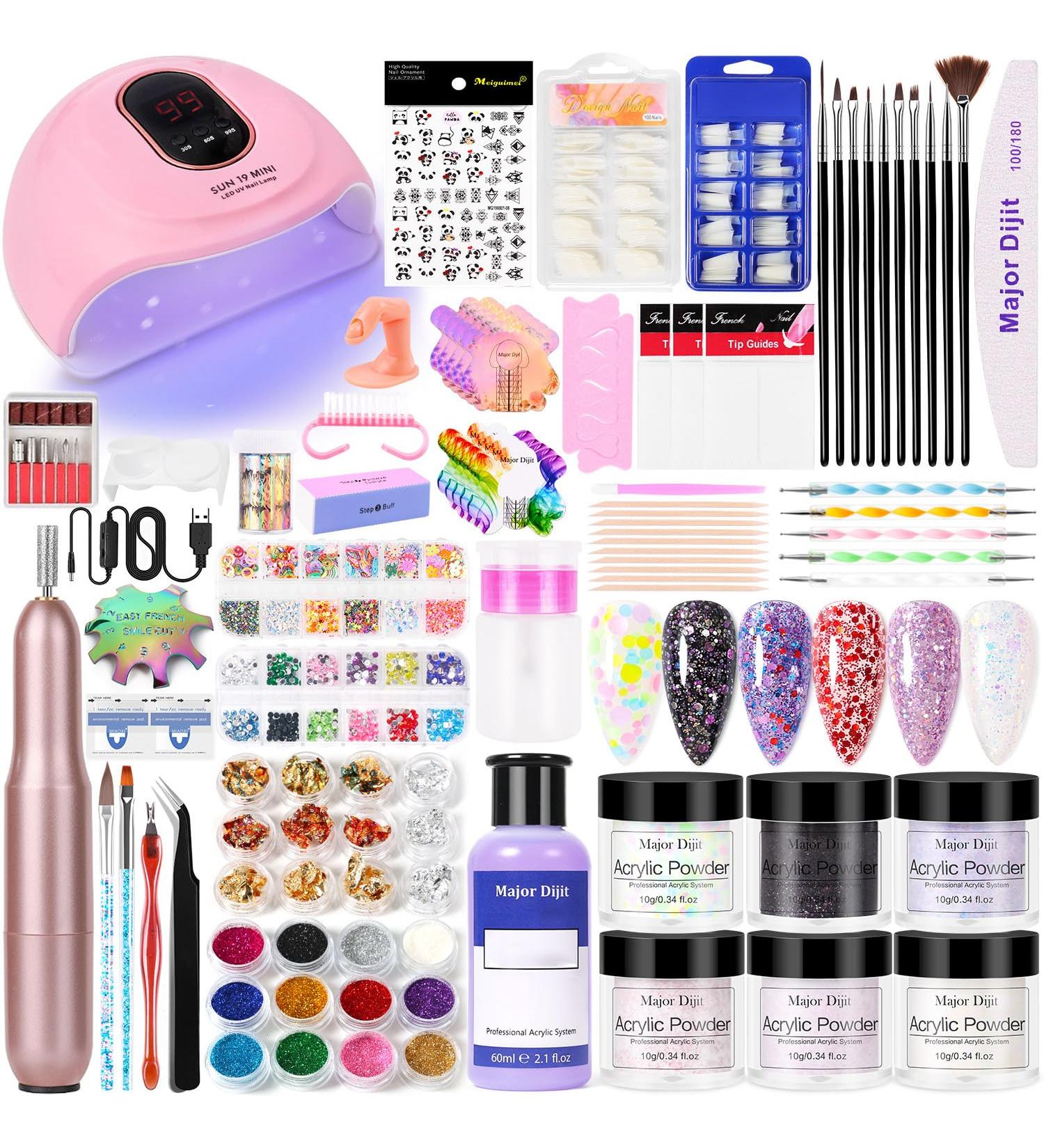 DouborQ Acrylic Nail Kit with Electric Nail Drill Nail Lamp U V Nail Dryer Light Manicure Pen False Nail Tips Starter Set Acrylic Nail Art Supplies for Beginner with Everything (MT20-12) - Buy Online on SooperMarket.com