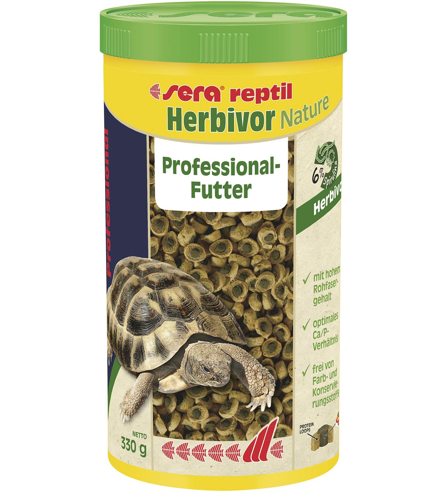 Sera Reptil Professional Herbivor Nature |1 000 ml (330 g) for land turtles & iguanas |Without color and preservatives |Rich in vitamins minerals & algae 1 ml (1 Pack) single