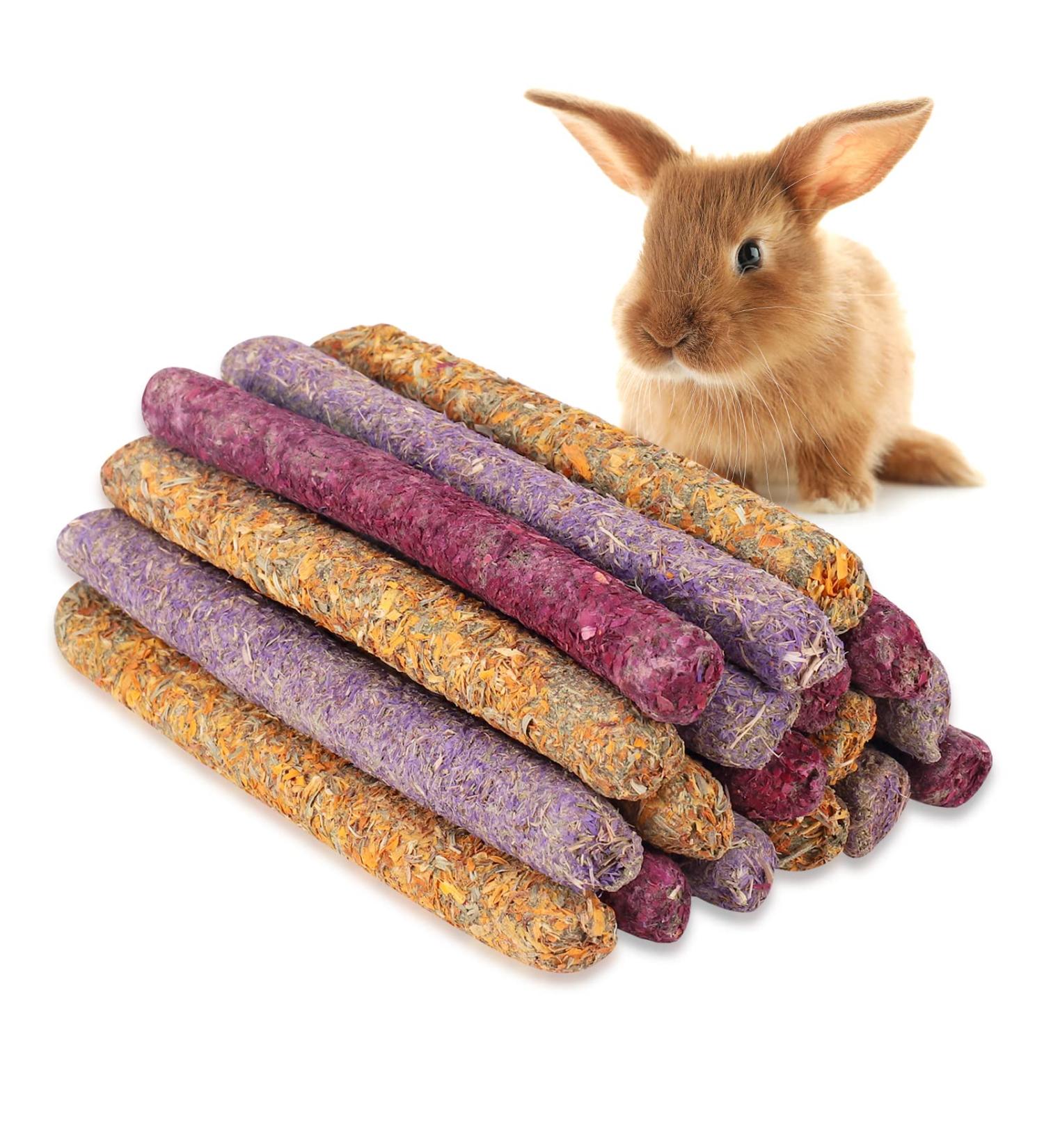 Fantesi 18-Piece Timothy Hay Sticks - Premium Rabbit Guinea Pig & Chinchilla Toys | 3 Delicious Flavors for Ultimate Fun - Buy Online on SooperMarket.com